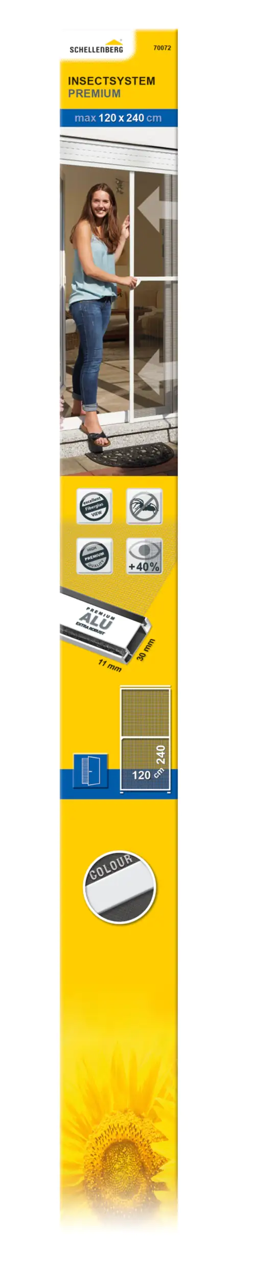 Schellenberg Fliegenschutz Schiebetür 120 x 240 cm anthrazit/weiß kürzbar