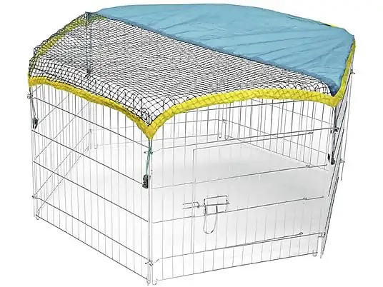 Kerbl Freilaufgehege Kleintiere inkl. Sonnenschutz & Netz 56,5 x 56,5 cm verzinkt