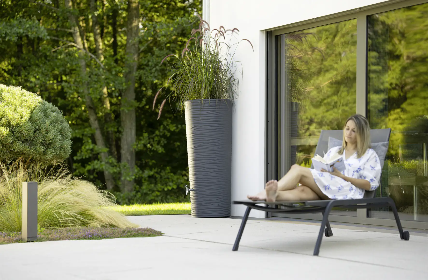 Garantia Regenspeicher Natura 2in1 210 L graphite grey mit Pflanzschale
