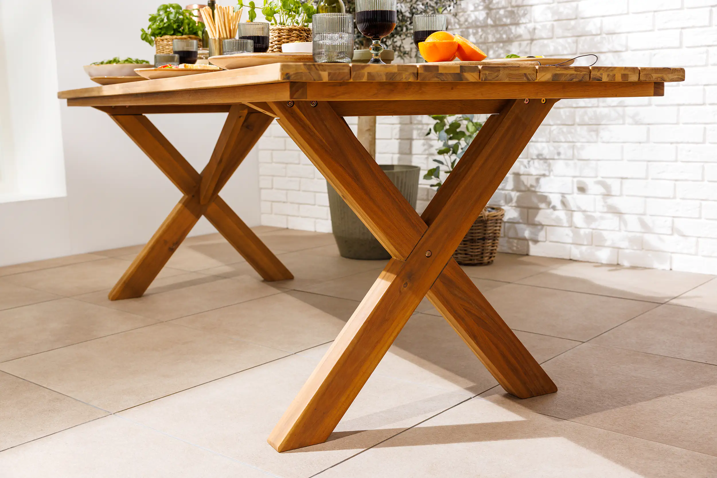 Primaster Gartentisch Manila Holz 220 x 90 x 75 cm