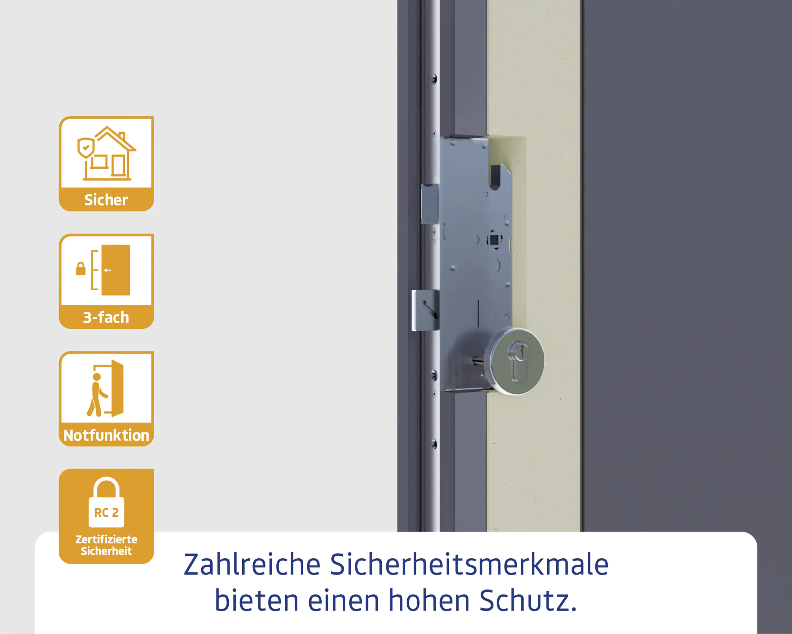 EcoStar Haustür ISOPRO Secur IPS 810S RC2 golden oak 110 x 210 cm