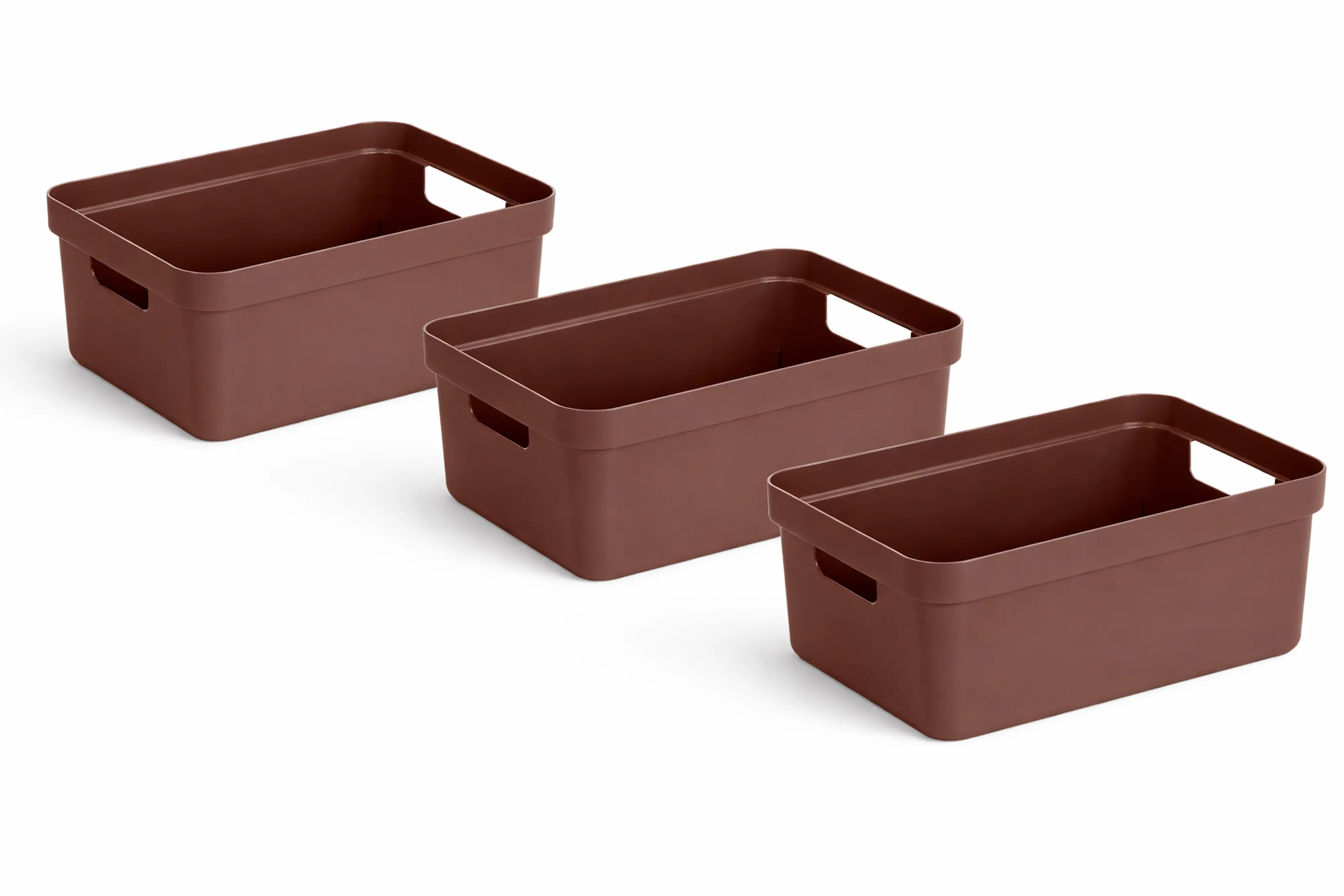 Sunware Aufbewahrungsbox Sigma Home mit Griffen 44,5 x 34,5 cm 24 L schoko 3er Set