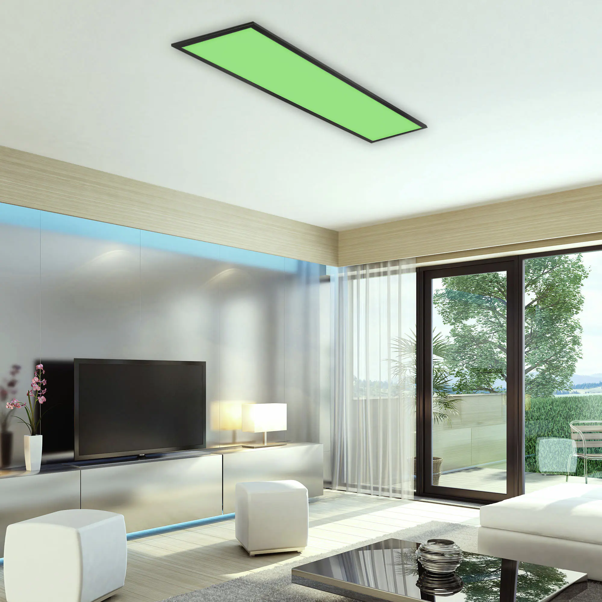 Briloner LED-Panelleuchte ultraflach 100 x 25 cm schwarz CCT dimmbar
