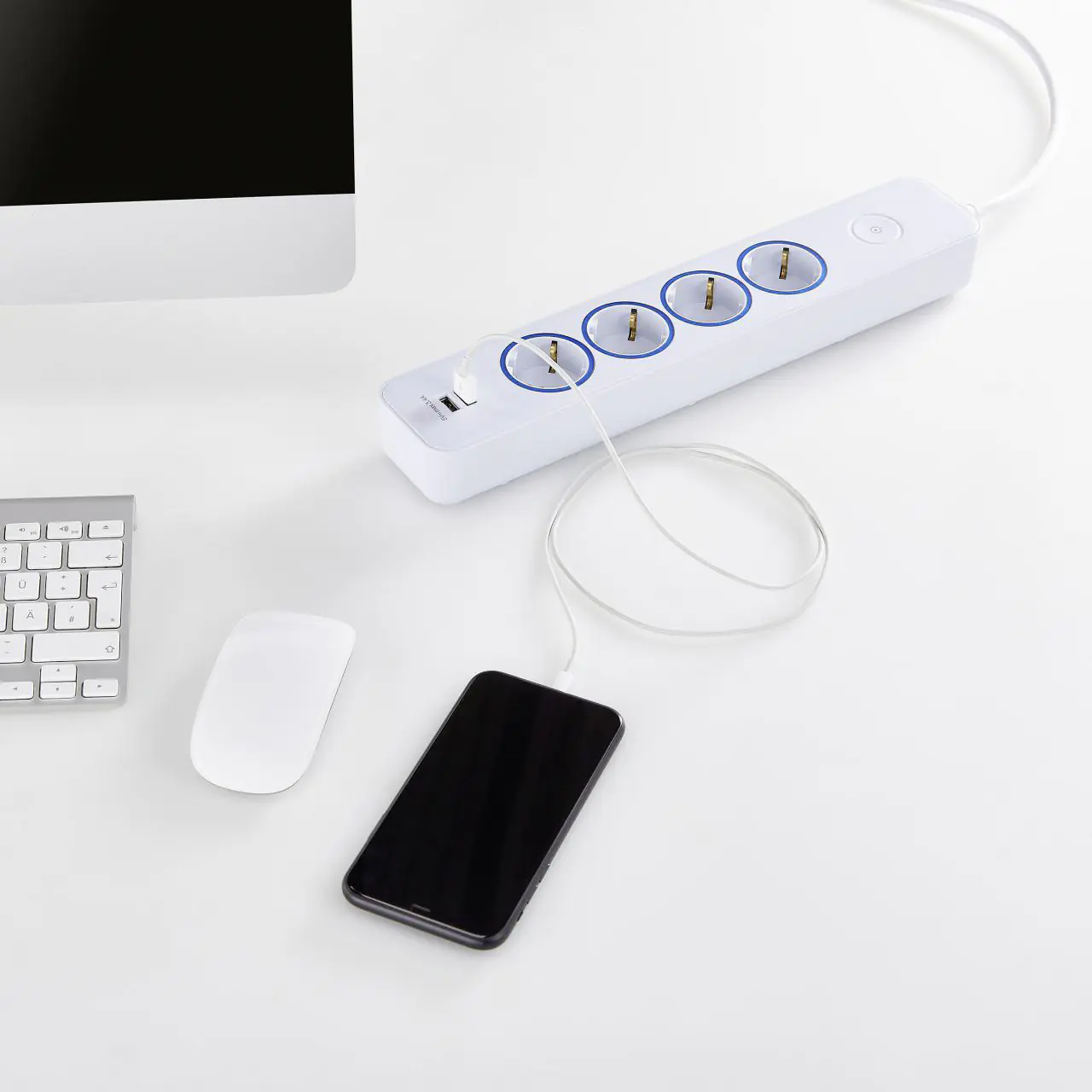 Blaupunkt Steckdosenleiste 4-fach 2m 2 x USB Anschlüssen, Touch-Schalter