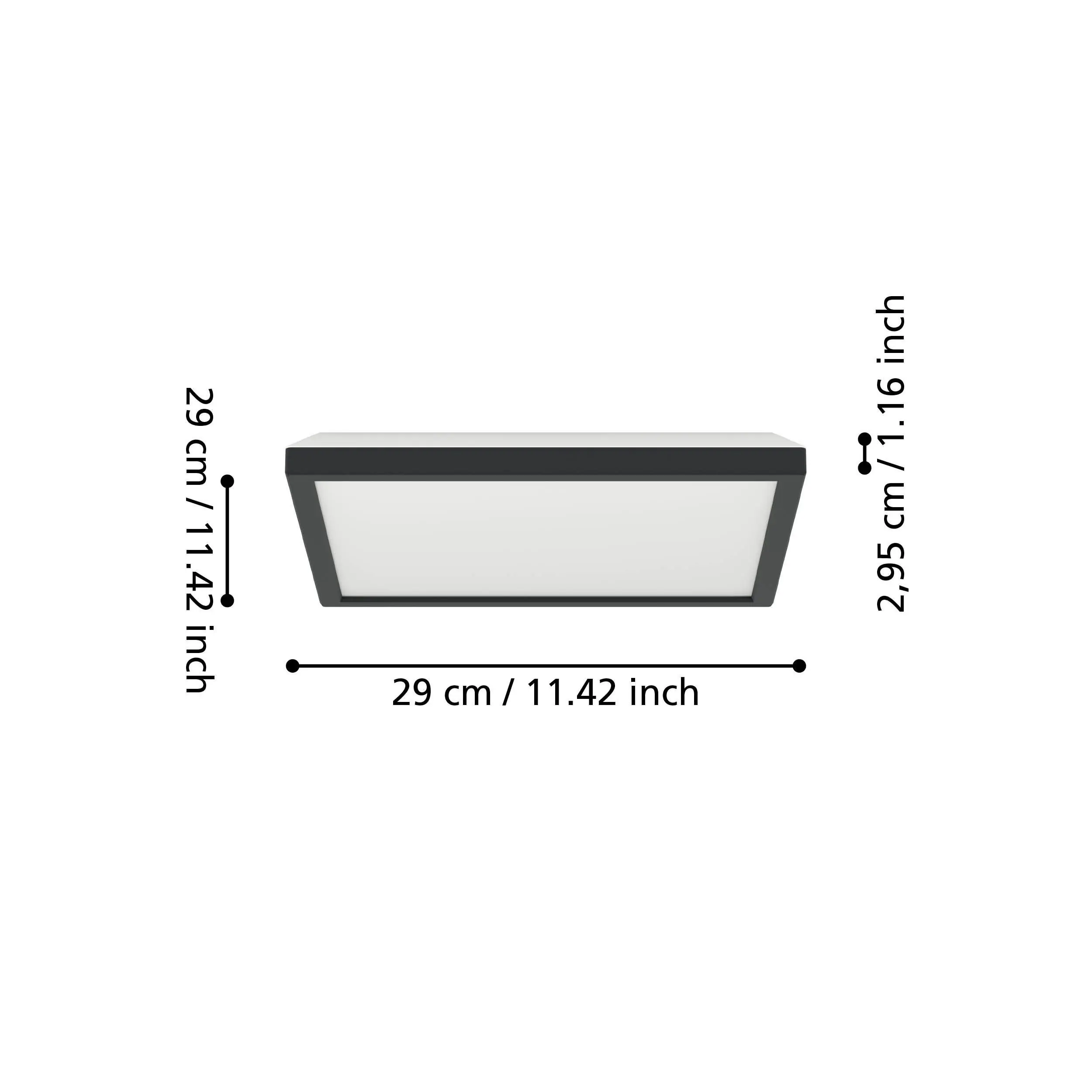 Eglo LED Deckenleuchte Rovito schwarz 29 x 29 cm warmweiß-kaltweiß