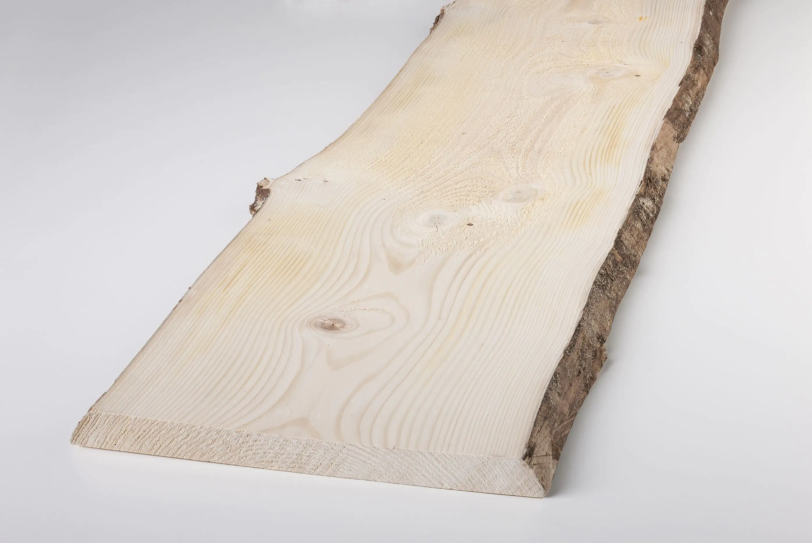 Massivholzbrett Weißtanne mit Baumkante 100 x 31 - 35 cm, 28 mm