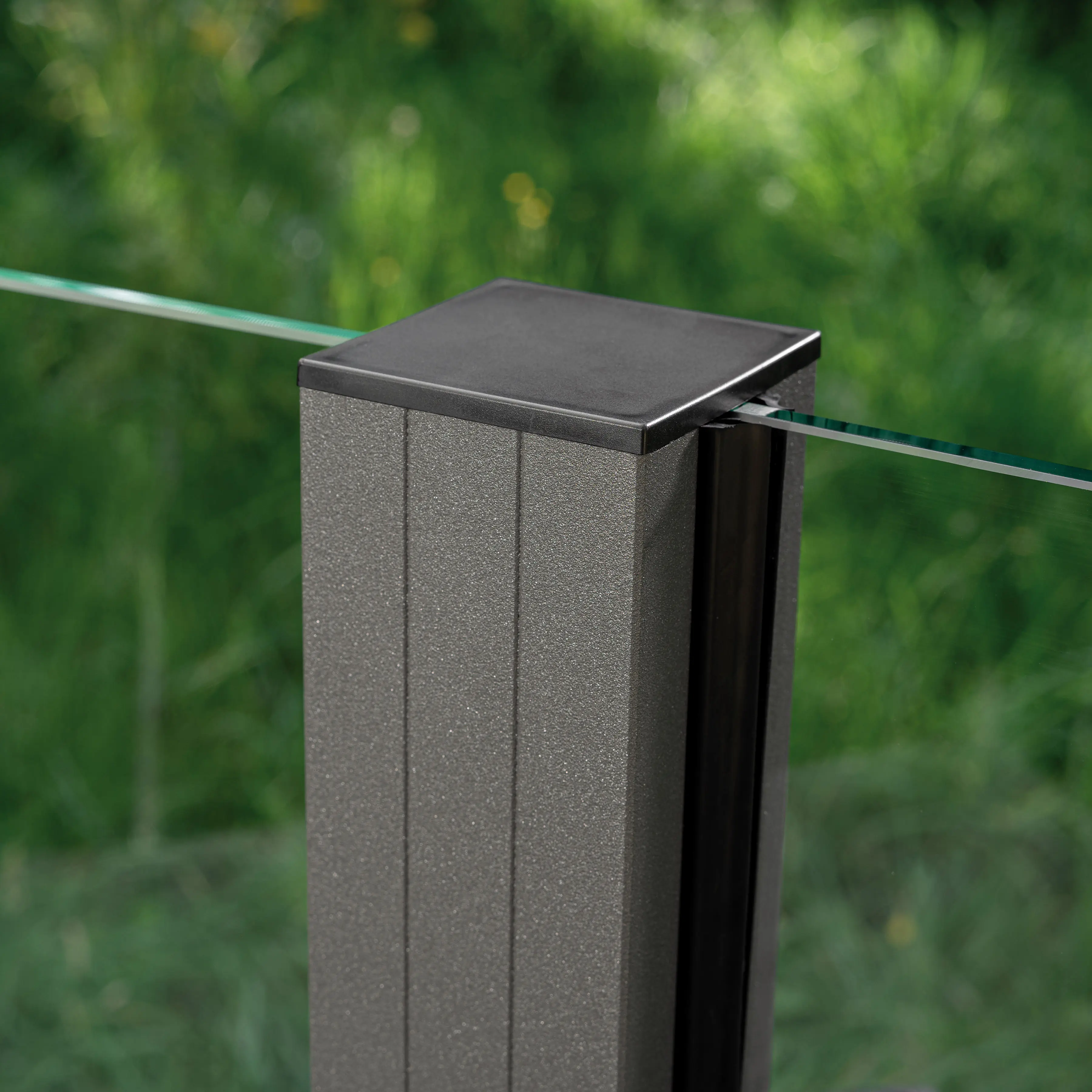 Ambiente Glaszaun Erweiterungsset Klarglas mit Siebdruck 187 x 124,2 cm grau