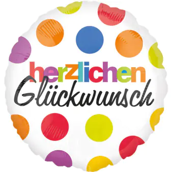 Riethmueller Anagram Folienballon Herzlichen Glückwunsch rund bunt Ø 43 cm 1 Stück