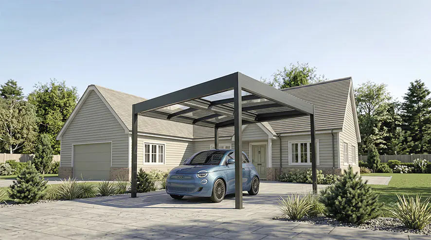 SunElements SunVaro Carport Kristall M 362 x 345 cm mit Glasdach anthrazit-metallic