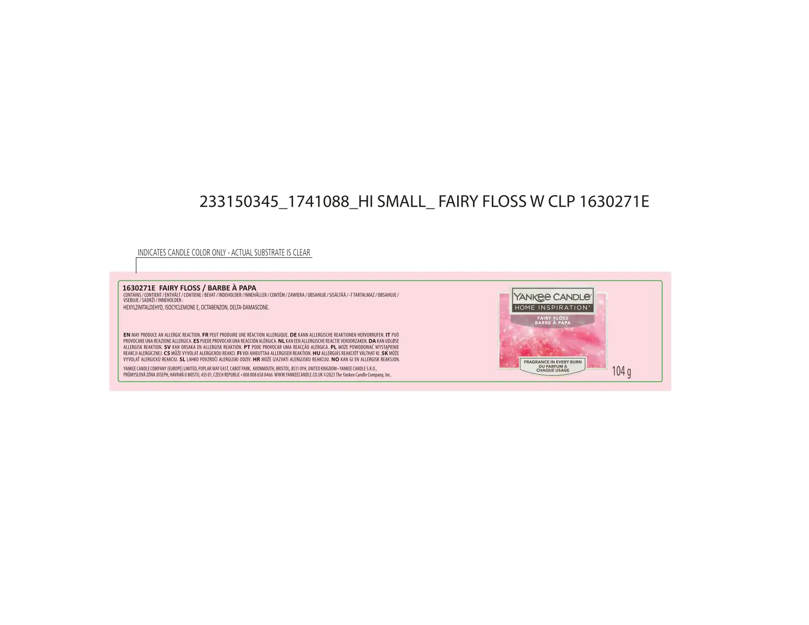 Yankee Candle Duftkerze Kleines Glas Fairy Floss 104 g, rosa
