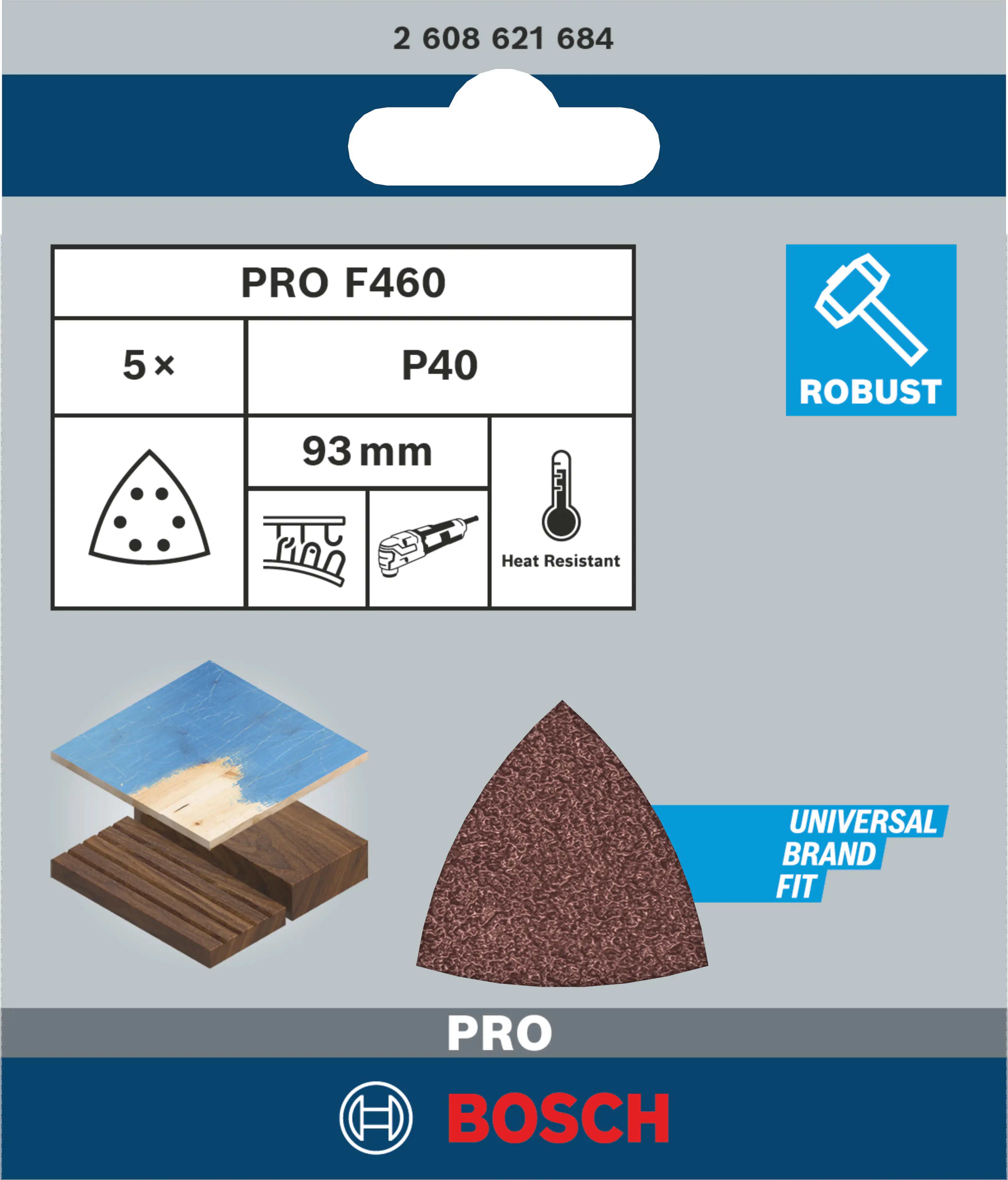 Bosch PRO F460 Schleifblatt 93 x 93 mm G40 5-teilig
