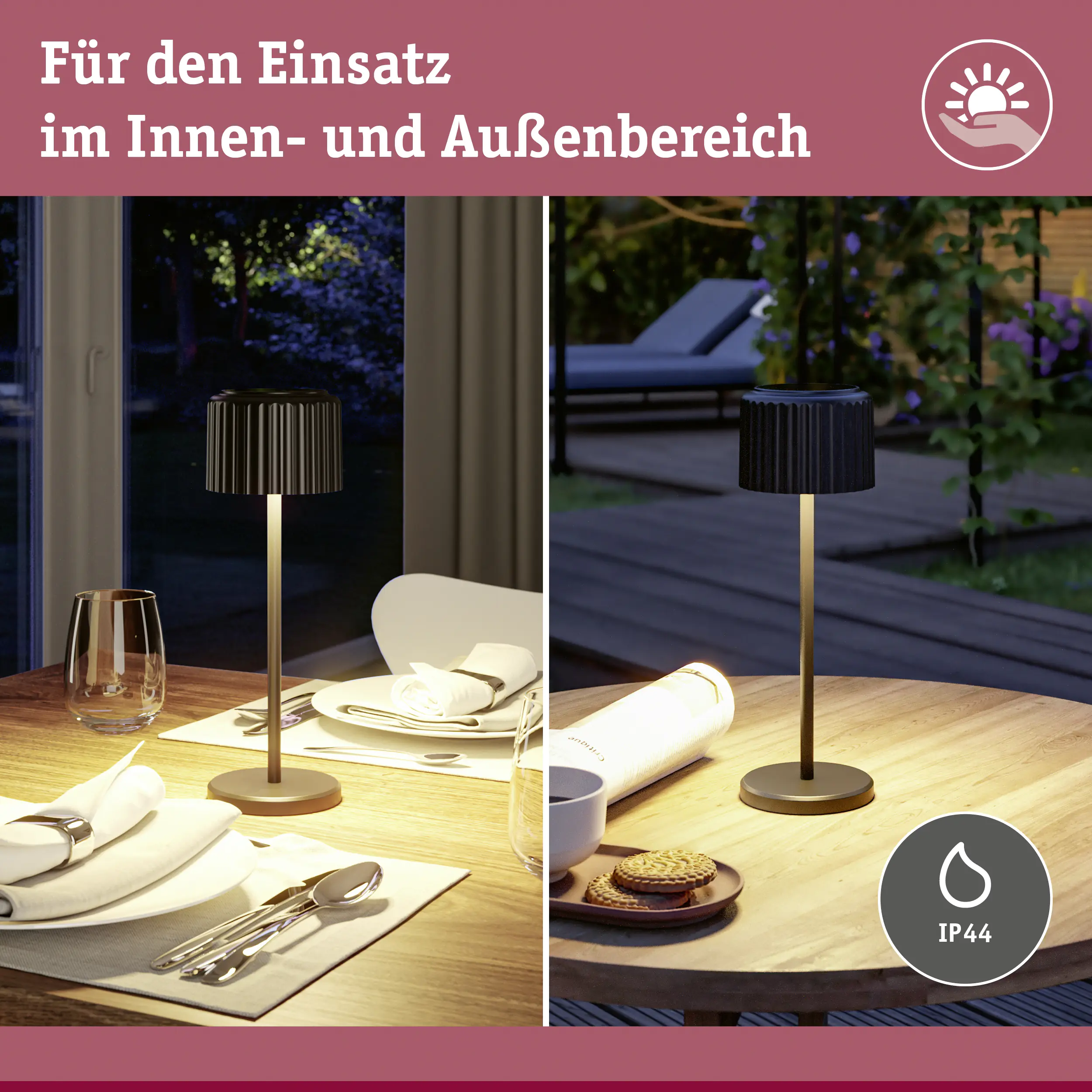 Paulmann Solar-Akku-Tischleuchte Else schwarz 30,5 cm warmweiß 