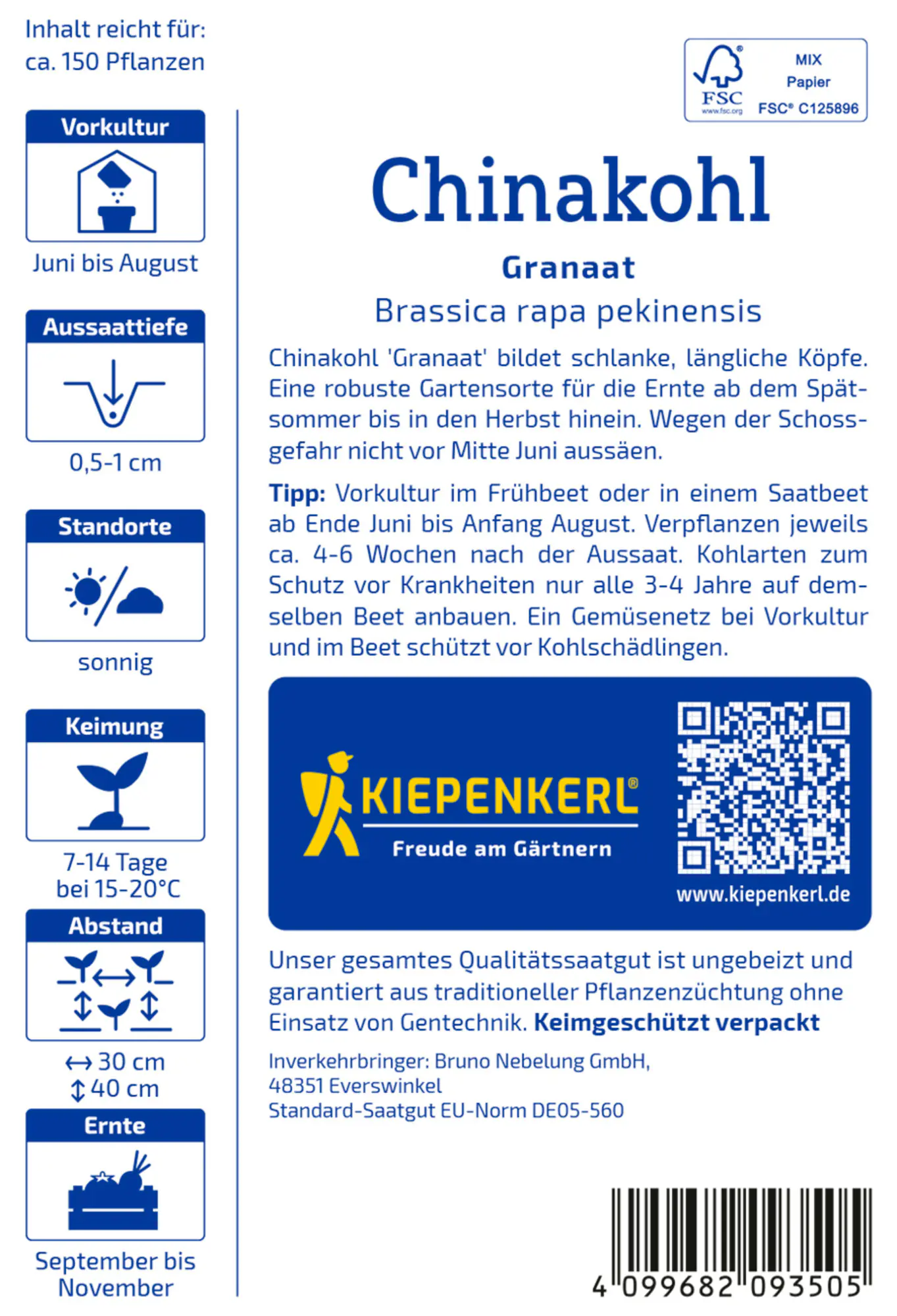 Kiepenkerl Saatgut Chinakohl Granaat für ca. 150 Pflanzen