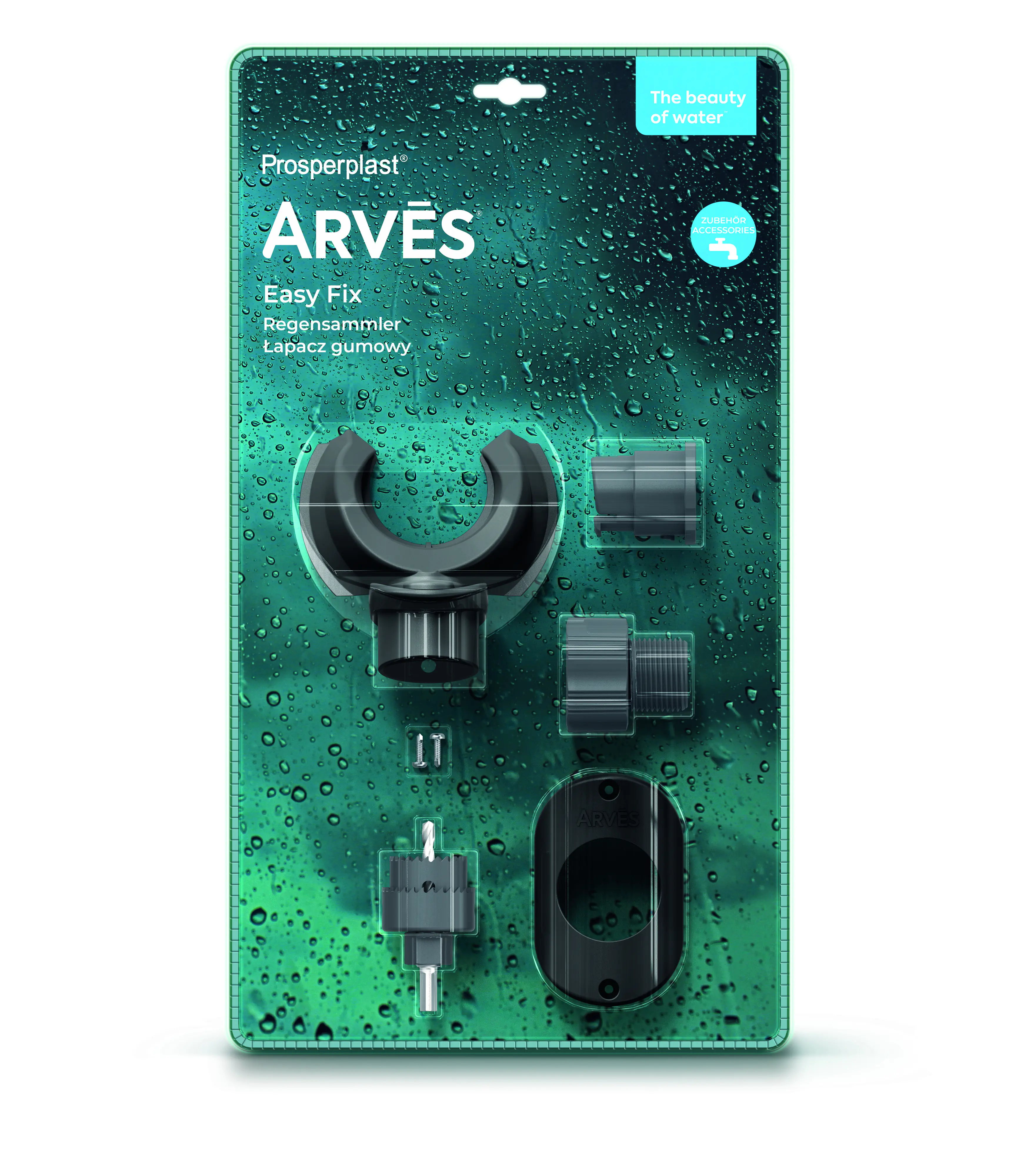 Prosperplast Regensammler-Set Easy Fix Comfort mit Handbohrer Arves basalt