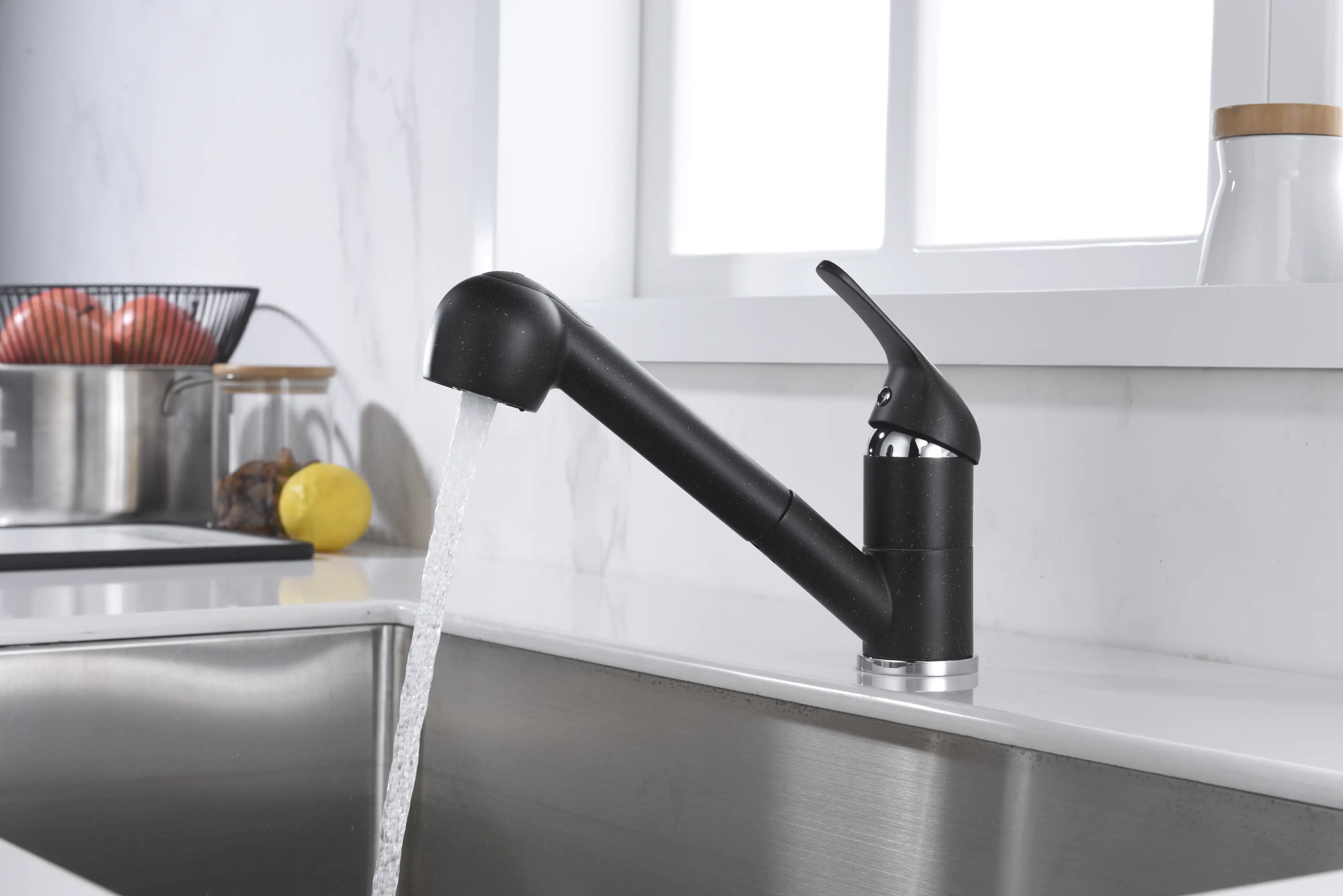 Primaster Küchenarmatur Hamm Granit schwarz mit Handbrause