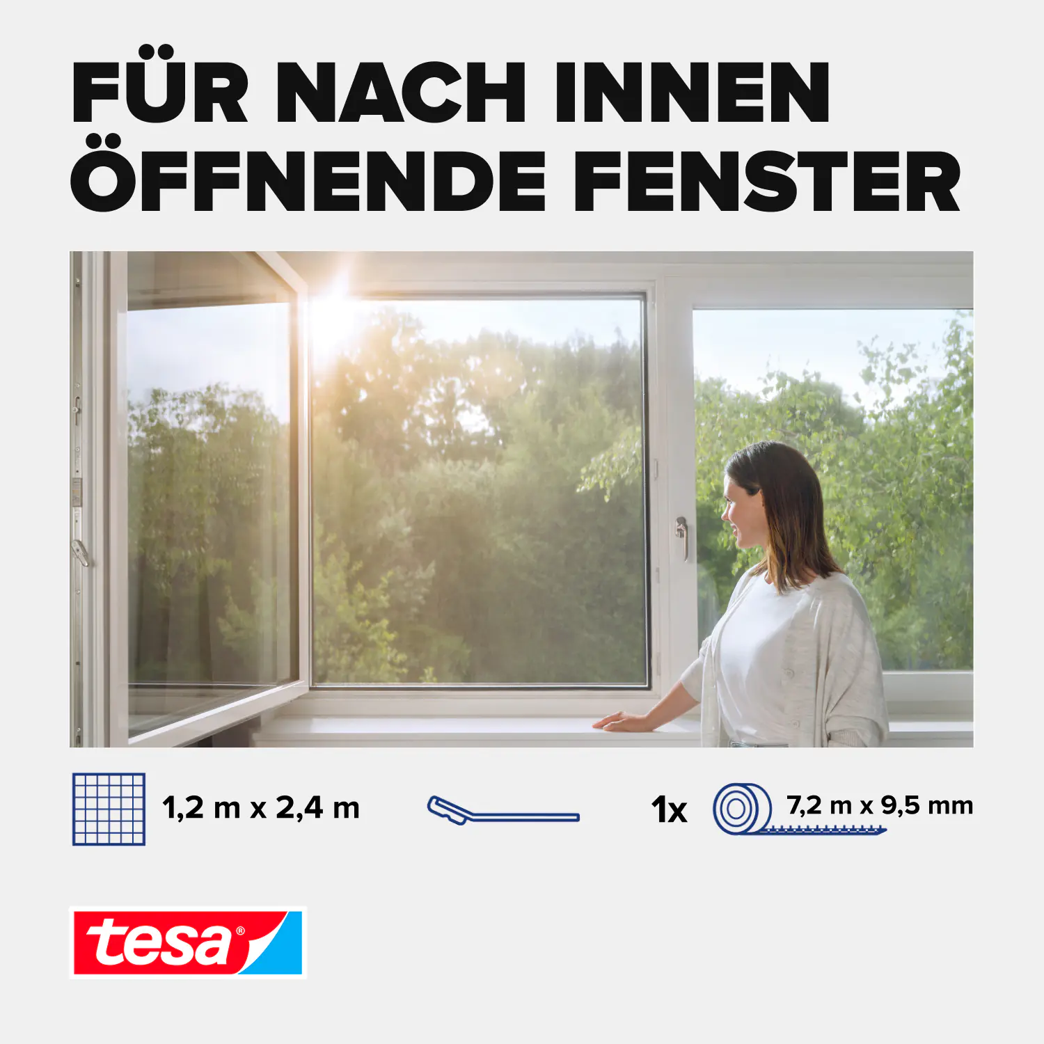 tesa Pollenschutzgitter 120 x 240 cm anthrazit