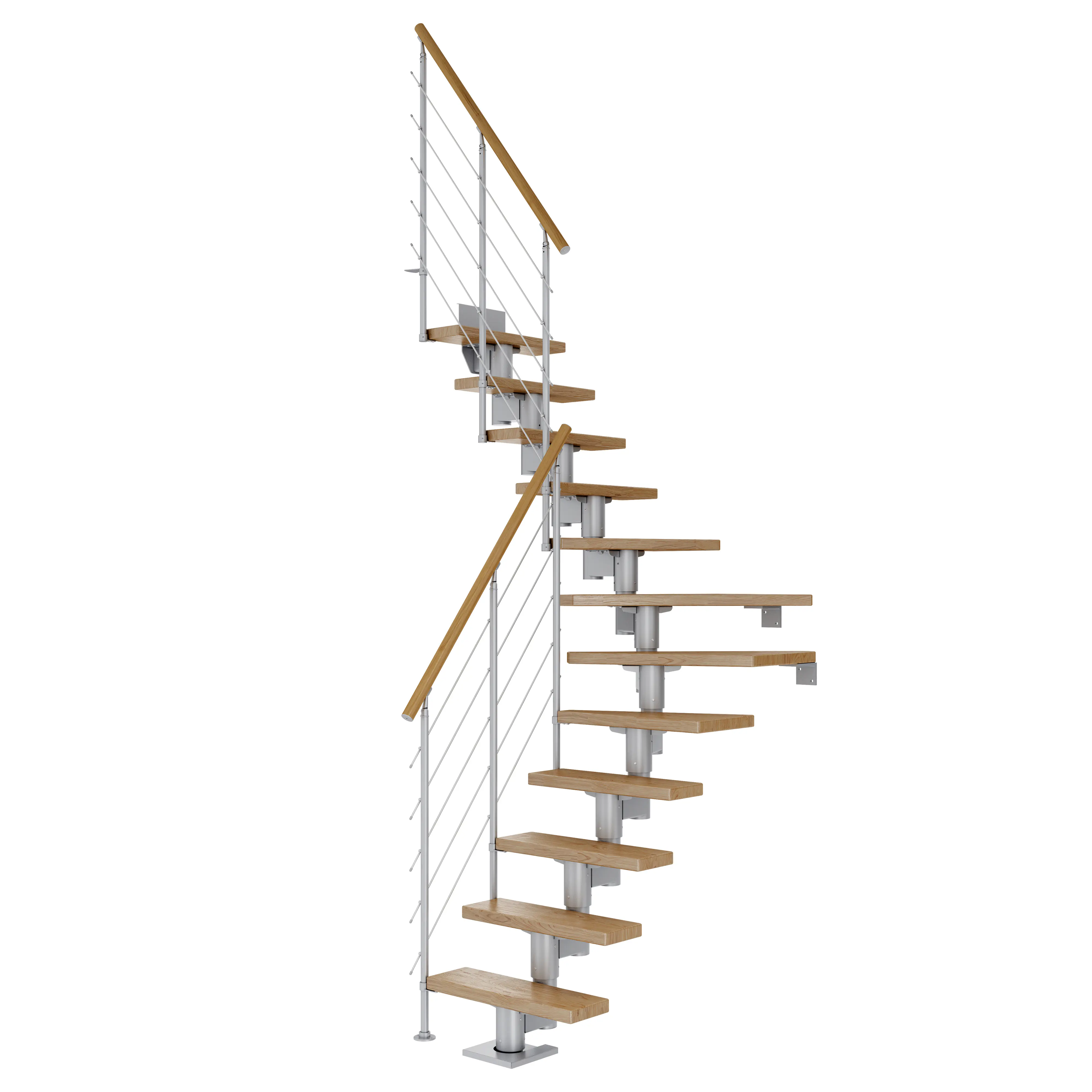 Dolle Mittelholmtreppe Dublin 1/4 gewendelt perlgrau 11 Stufen Eiche