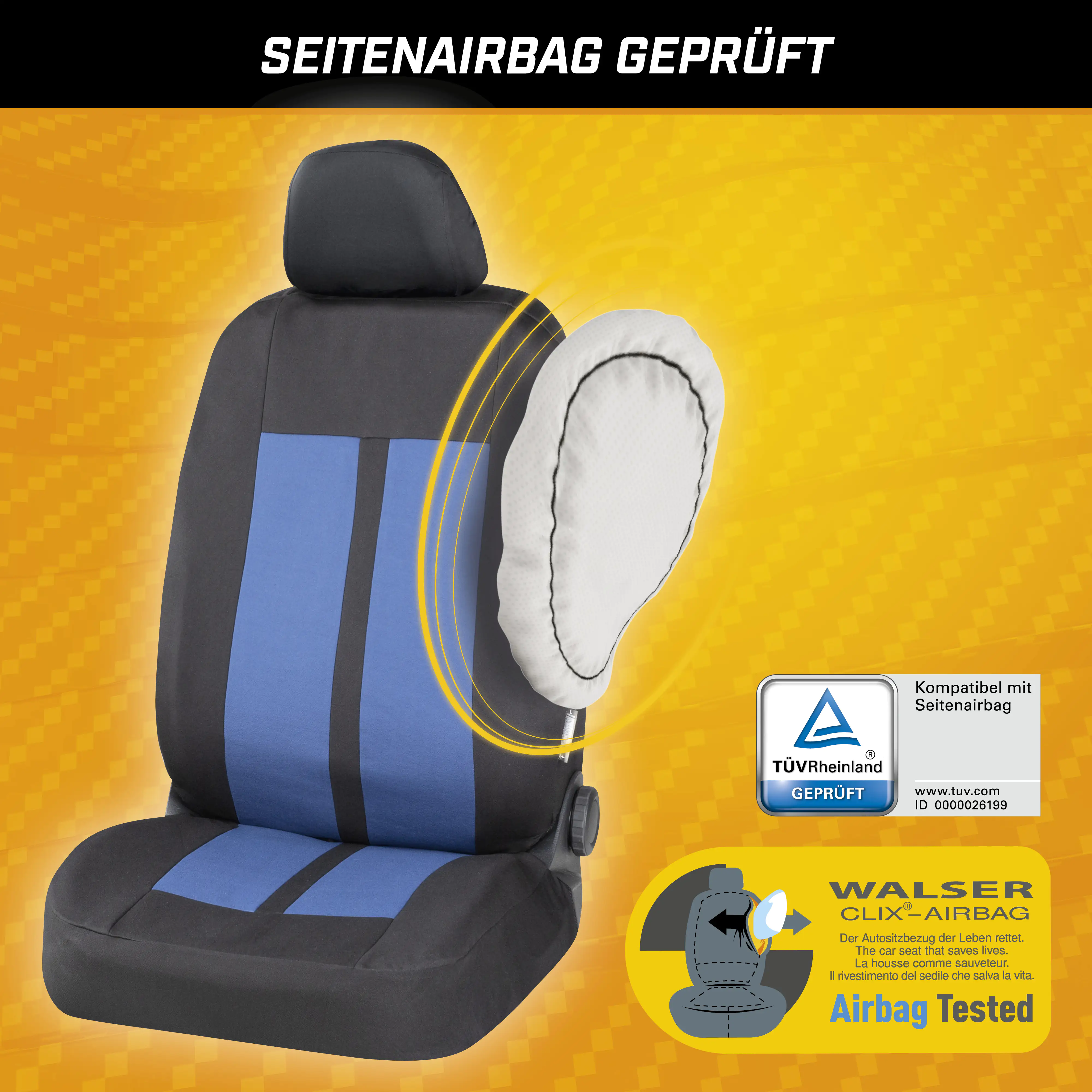 CarComfort Autositzbezug-Set Elphin schwarz-blau