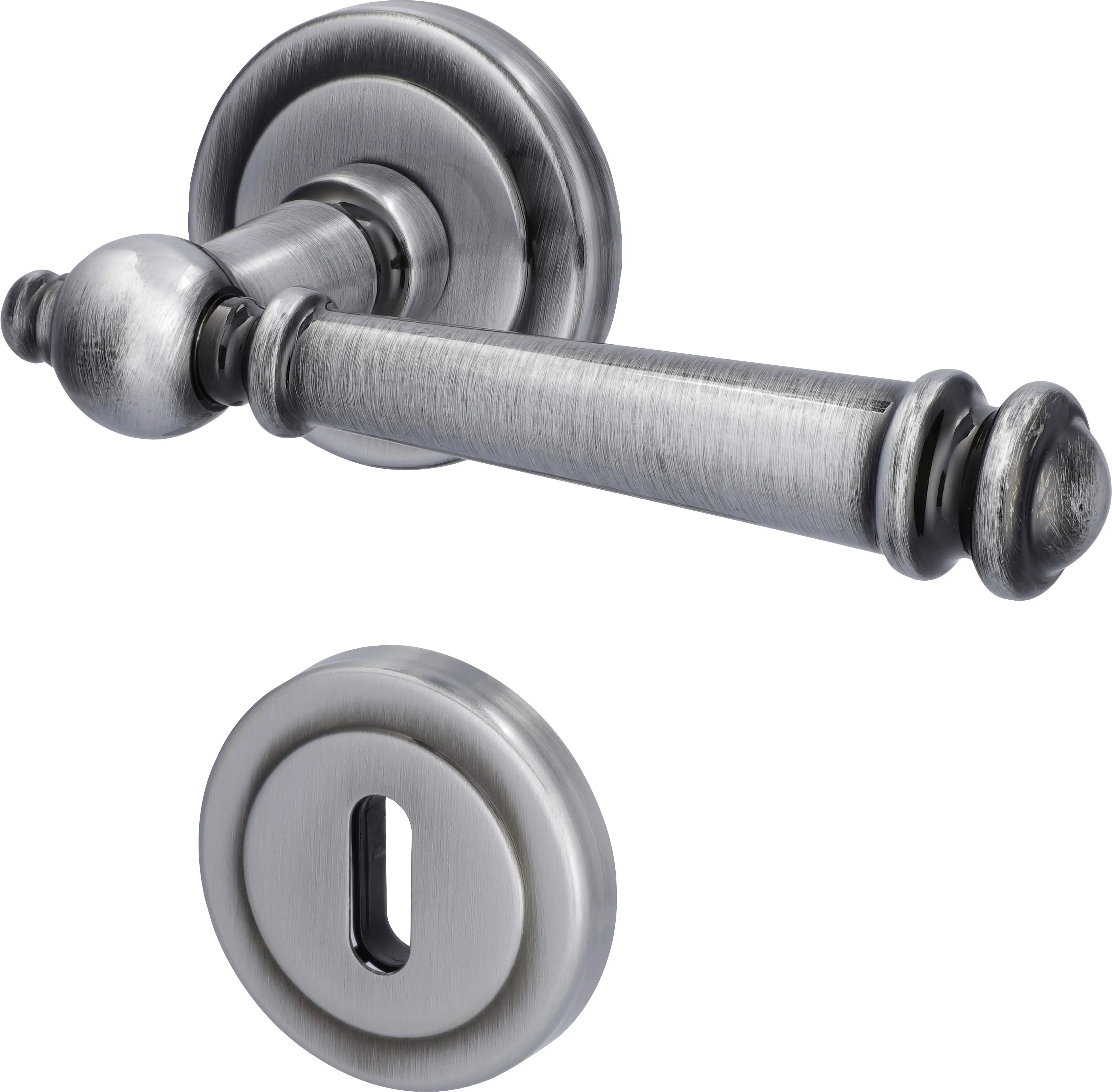 Südmetall Türgriff-Garnitur Rosette Mount Blanc BB Messing satiniert stahlgrau Ø 55 mm
