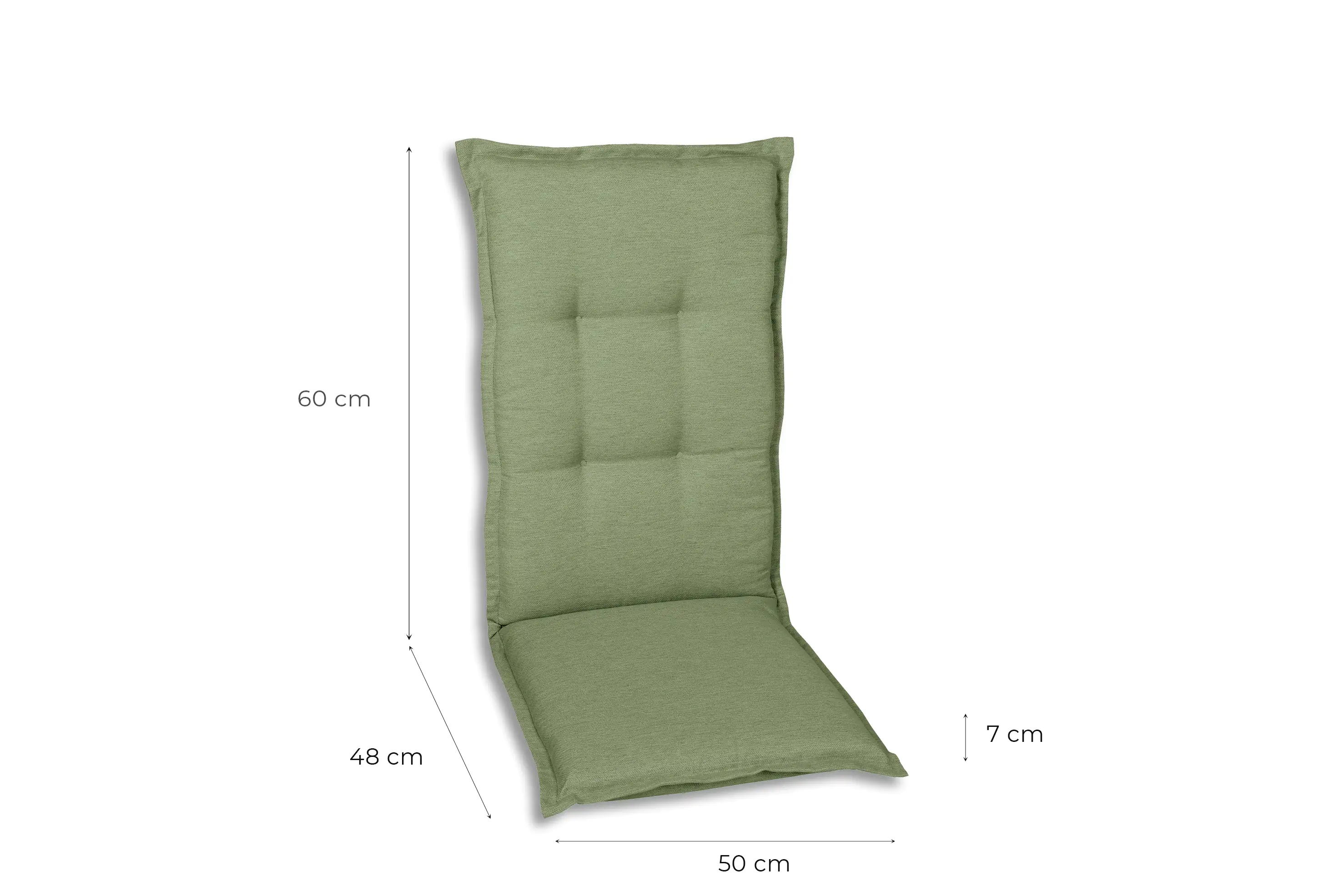 GO-DE Mittellehner-Auflage 108 cm x 50 cm x 7 cm, salbeigrün 