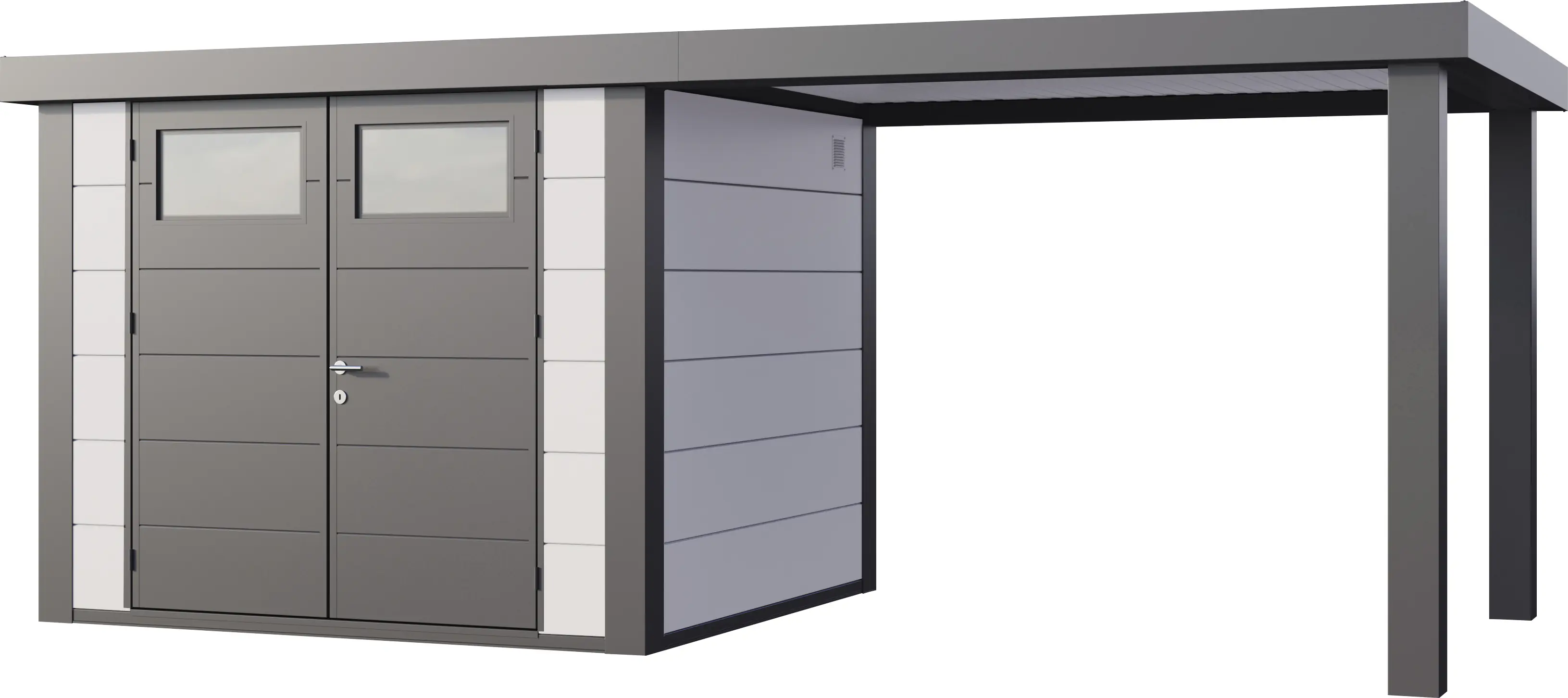 Telluria Gerätehaus Classico Open Lounge L 2724 rechts weiß 552 x 238 cm