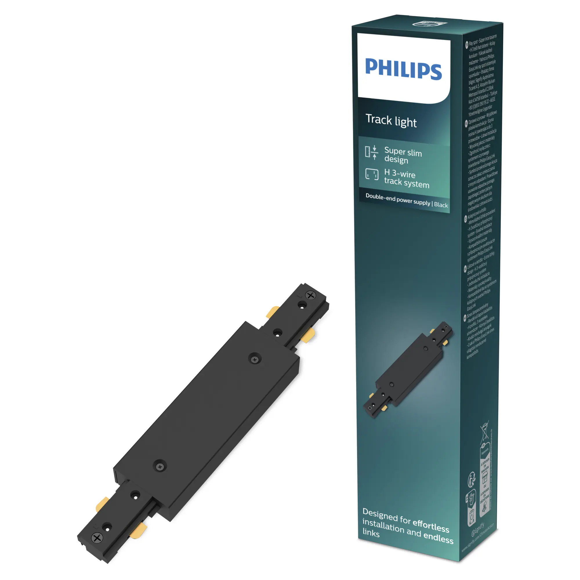 Philips EasyLink Stromverbinder für Schienenleuchte doppelseitig schwarz