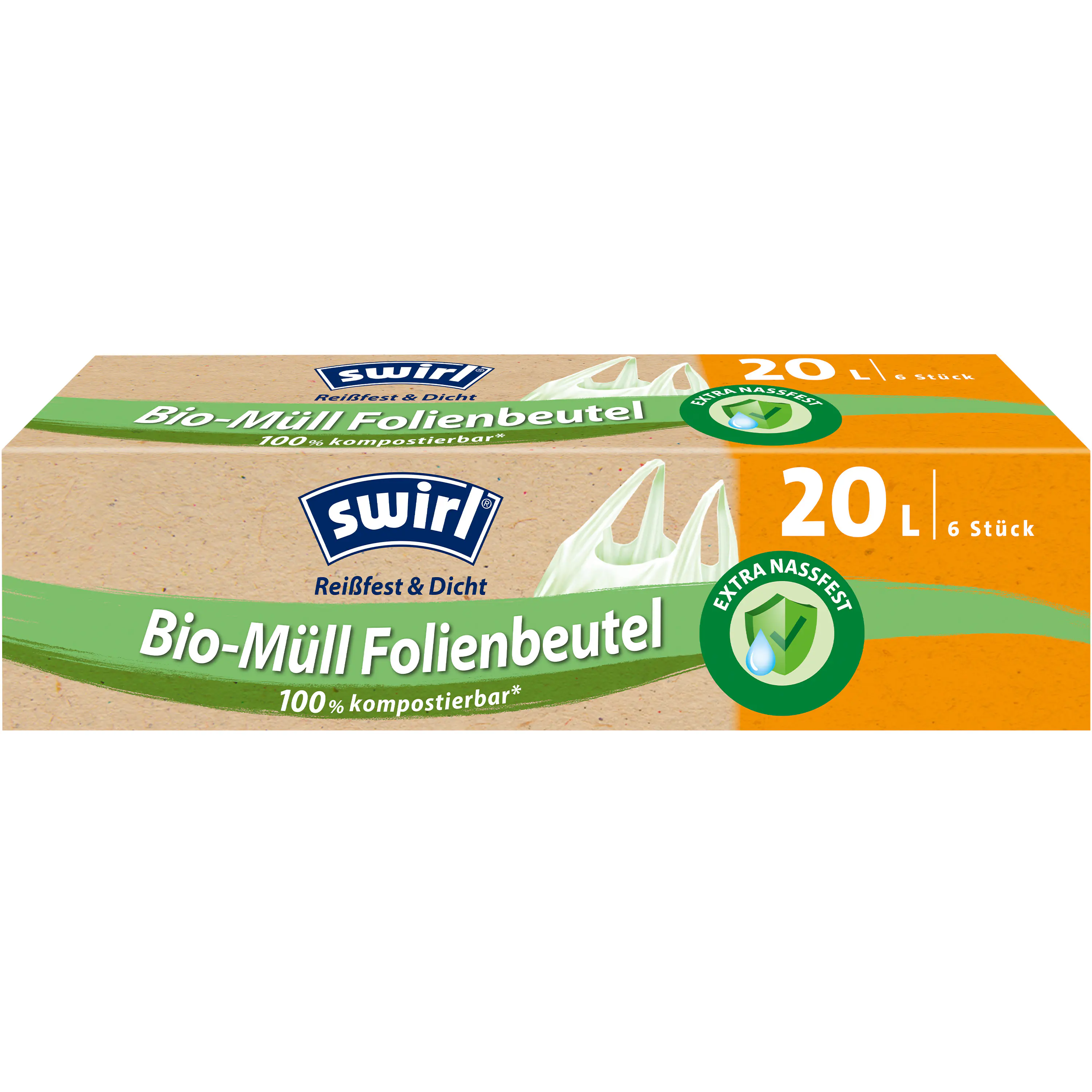 Swirl Bio-Müll-Folienbeutel mit Tragegriff 20 L 6 Stück