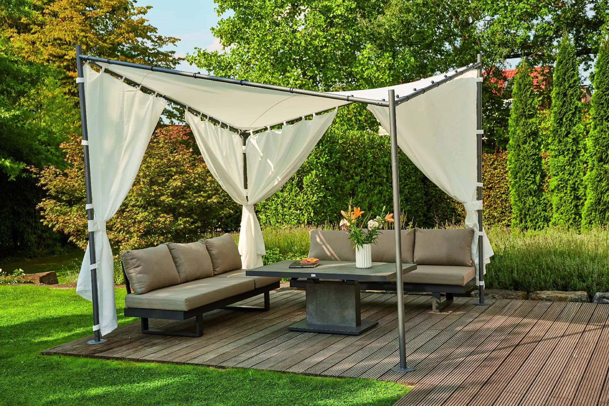 Siena Garden Seitenteile zu Pavillon Berlino 300 x 300 cm weiß 2er Set