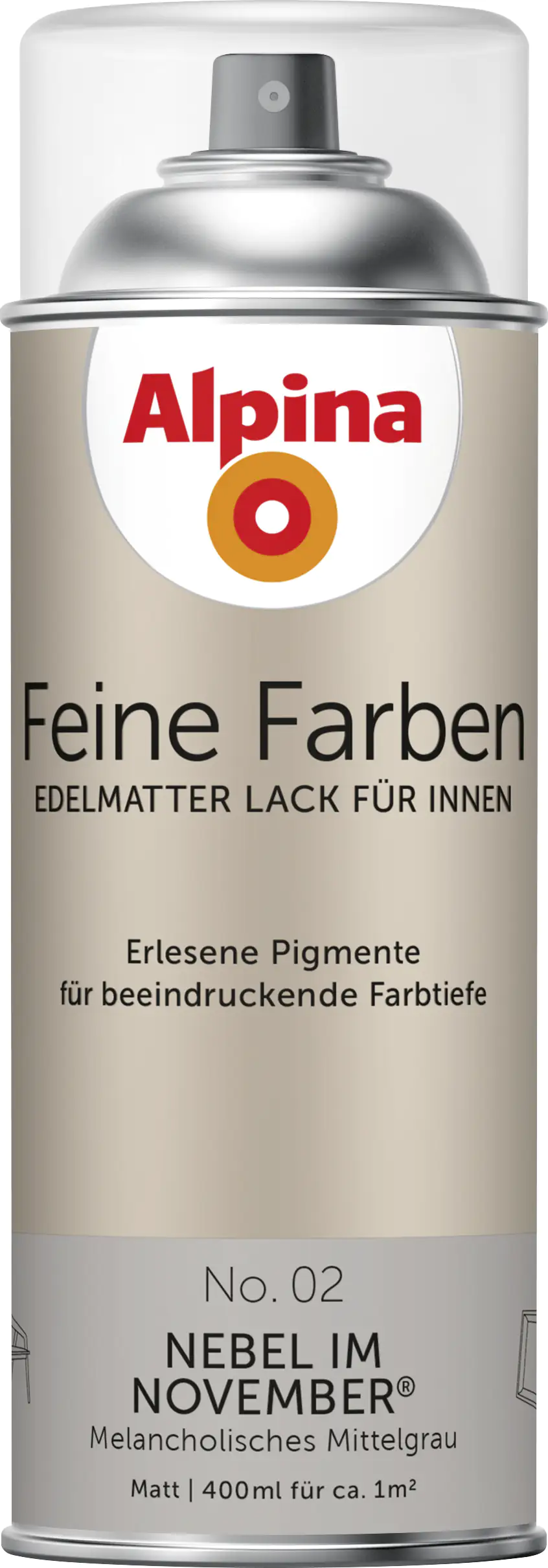 Alpina Feine Farben Sprühlack No. 02 Nebel im November - mittelgrau 400 ml