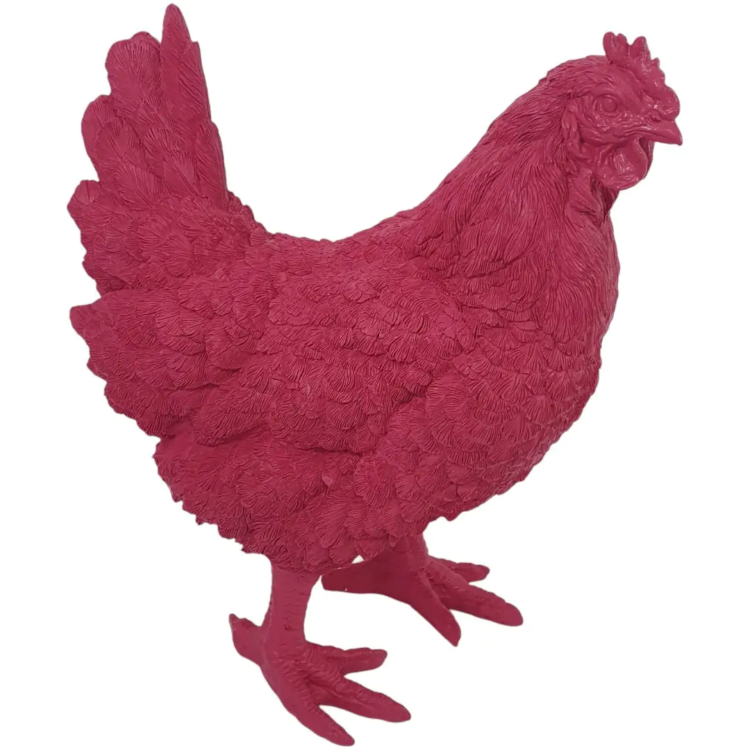 Dekofigur Henne stehend 37 x 30 x 17 cm pink