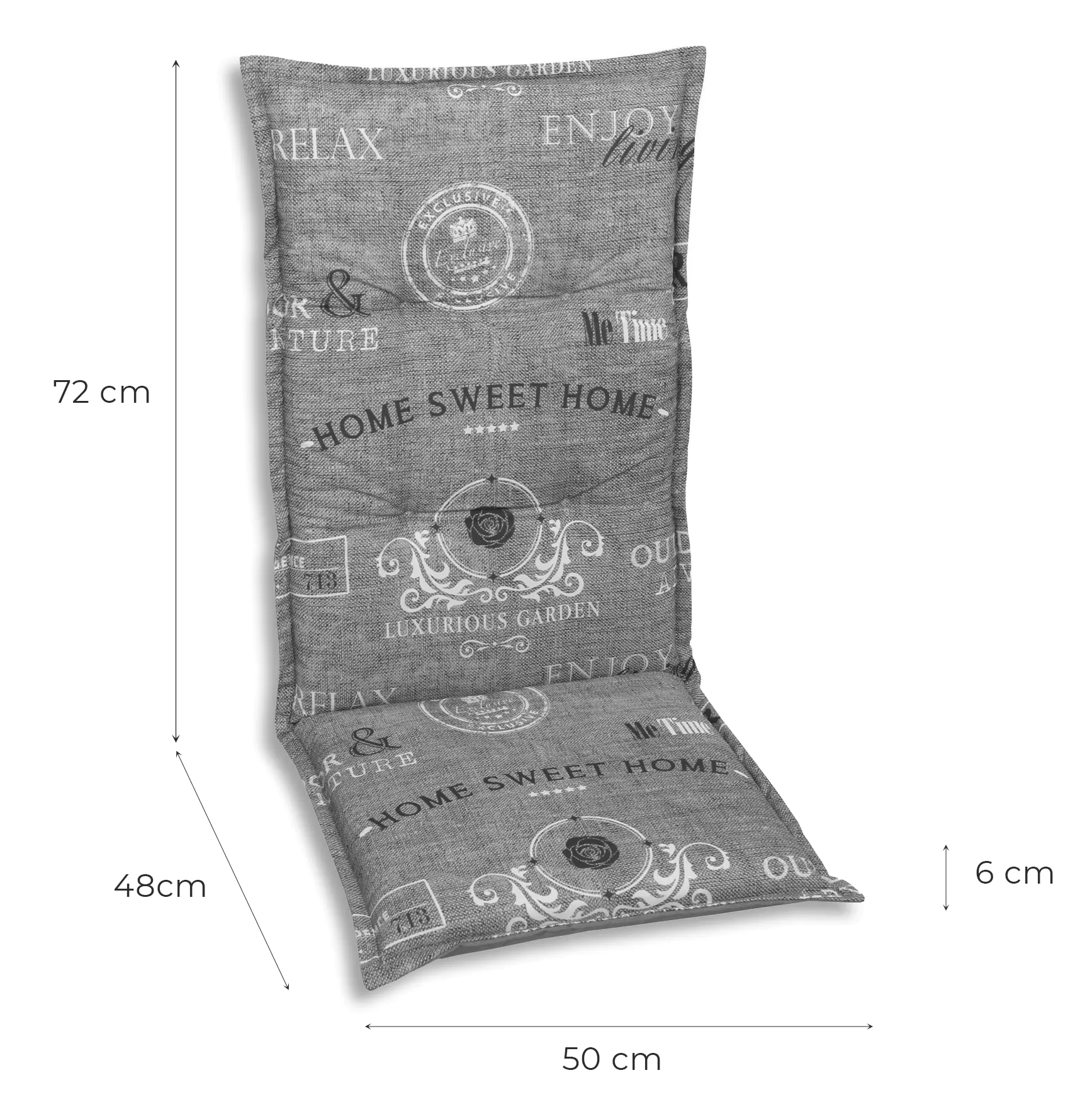 GO-DE Sesselauflage hoch 50 x 120 x 6 cm grau