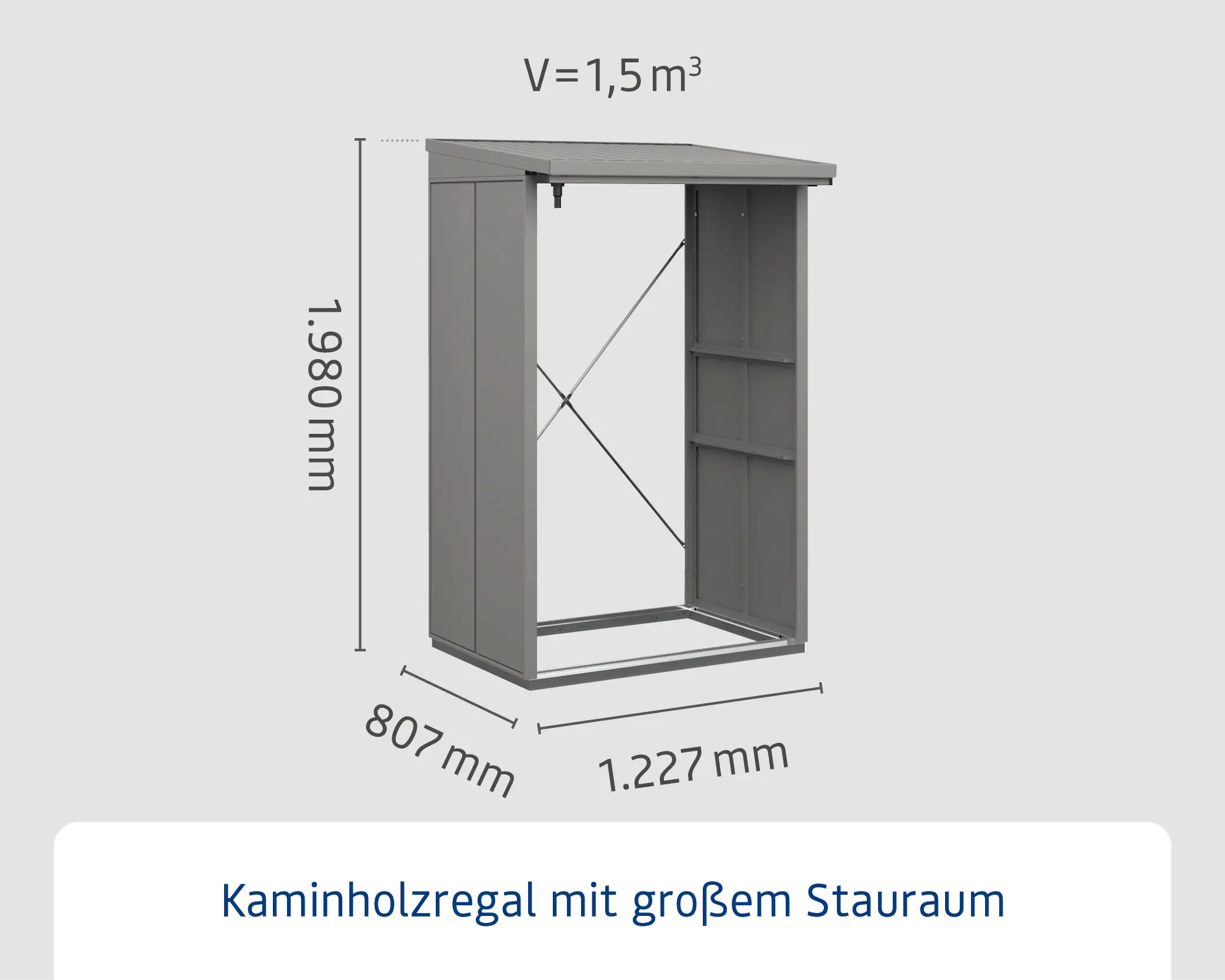 Ecostar Kaminholzregal Elegant-V Typ 1, graualuminium, mit Verstrebung