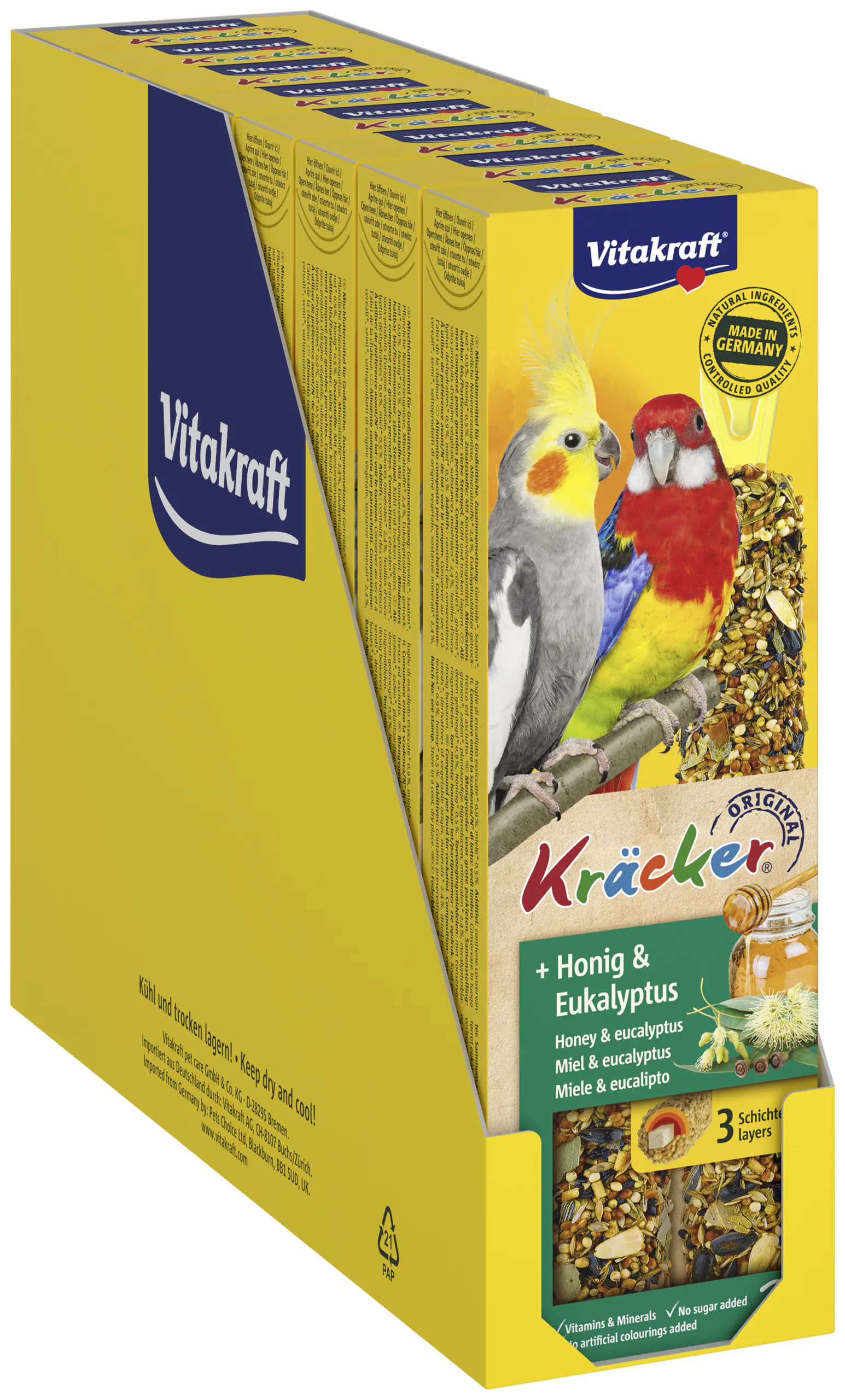 Vitakraft Kräcker für Großsittiche Honig & Eukalyptus 8 x 2 Stück