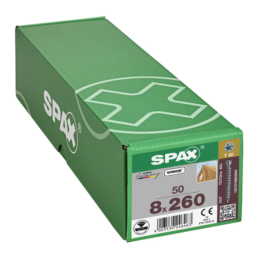 Spax Holzbauschrauben 8.0 x 260 mm TX 40 Zylinderkopf - 50 Stk.