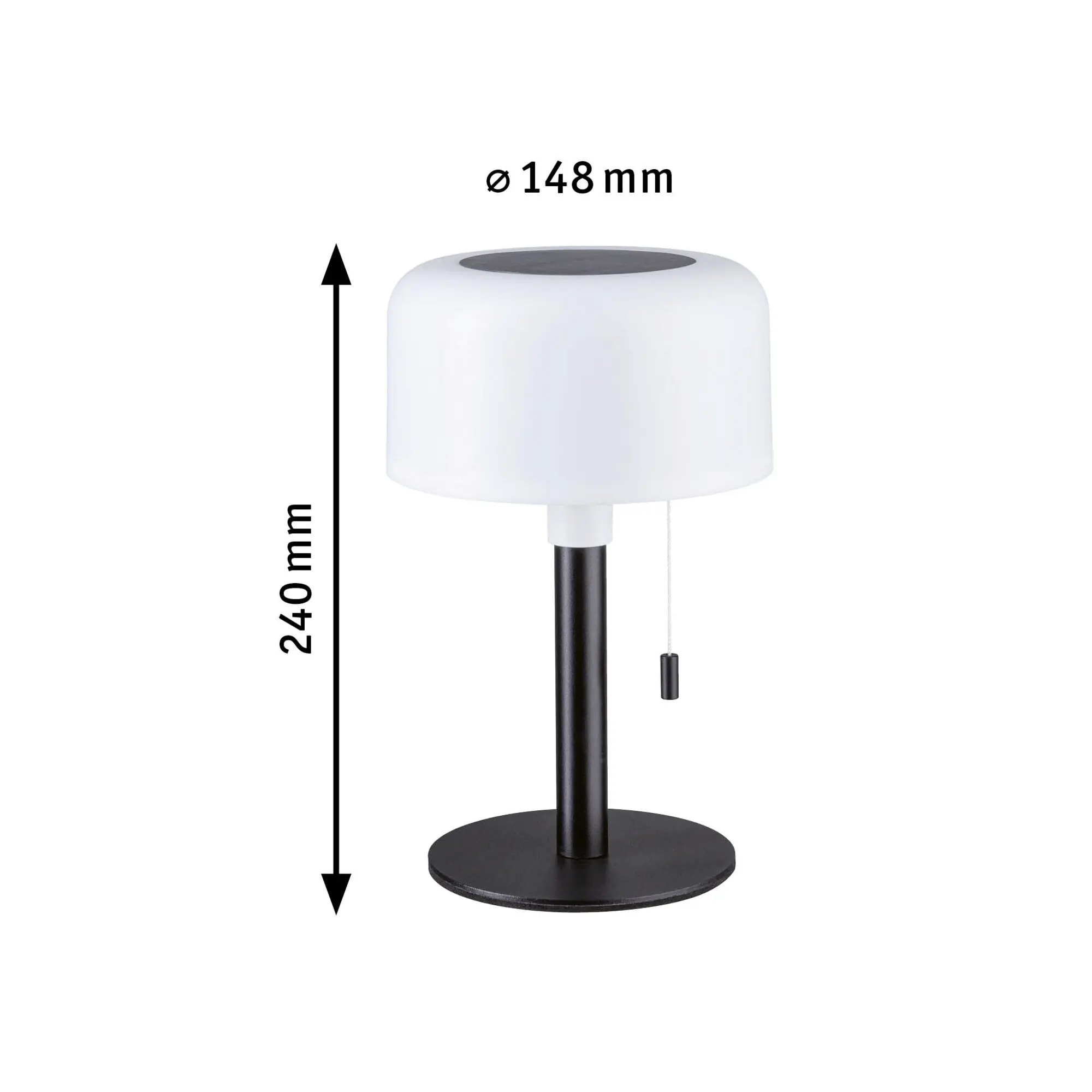 Paulmann Solar-Akku-Tischleuchte Bartja schwarz 24 cm warmweiß