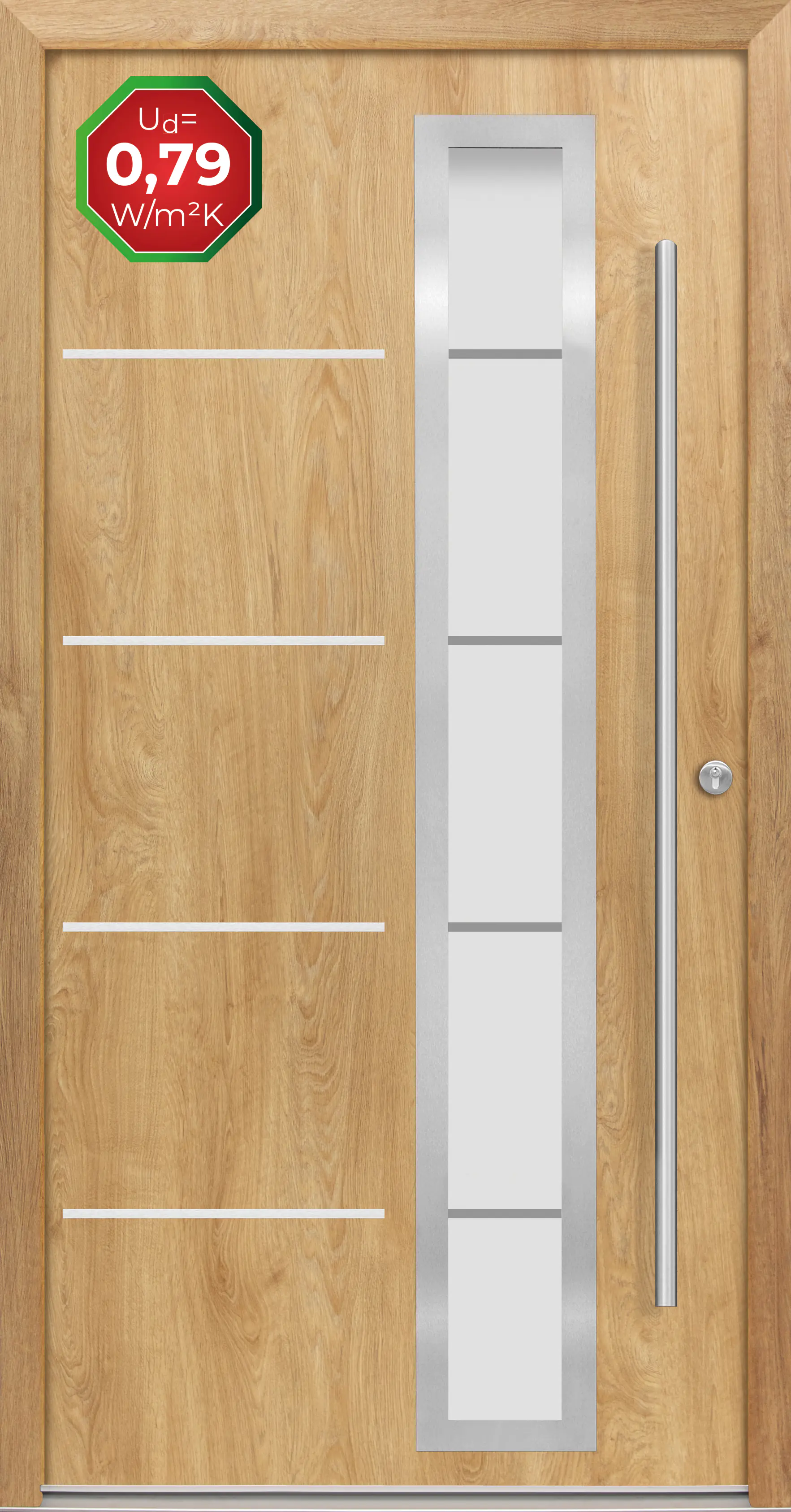 Splendoor Haustür Passivedoor Premium B06 Eiche Natur DIN Rechts 100 x 210 cm