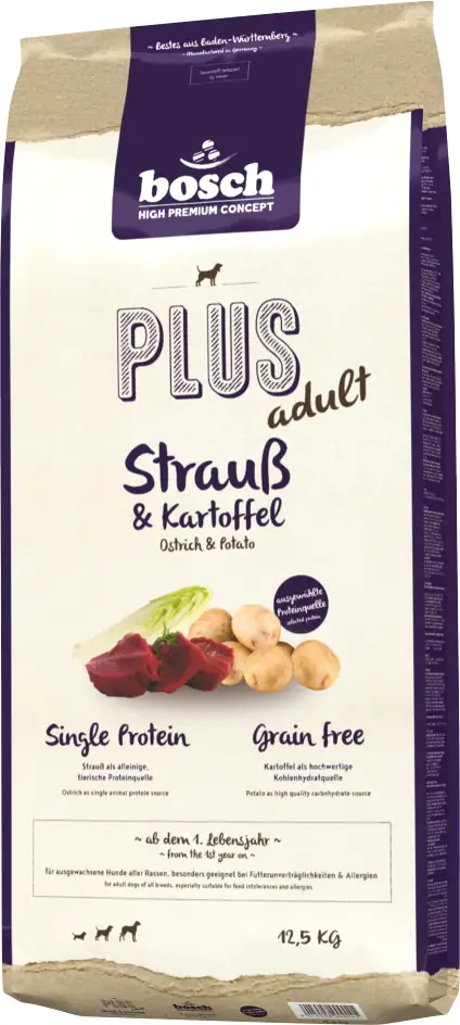Bosch Plus Hundetrockenfutter Junior Menue 12,5 kg Strauß & Kartoffel 