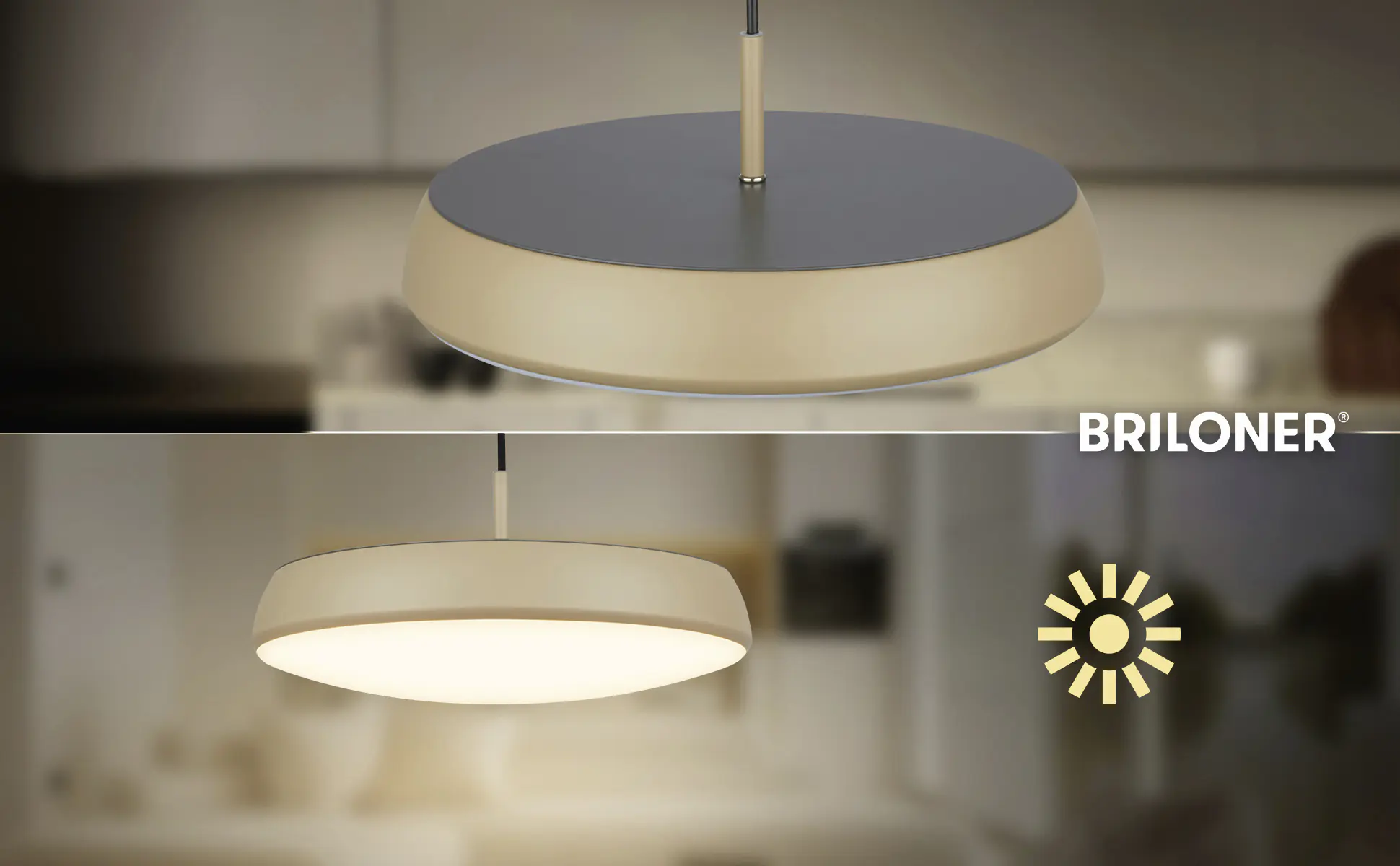 Briloner LED-Pendelleuchte Nala Ø 35 cm beige warmweiß