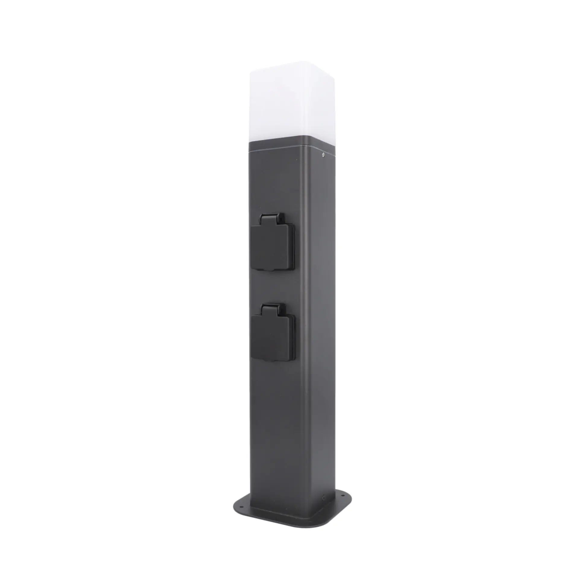 Unitec Gartensäule mit Leuchte & 2 Schutzkontakt-Steckdosen schwarz