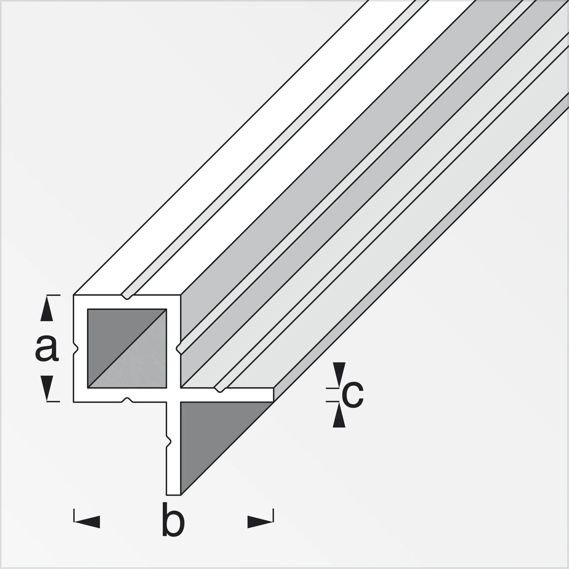 alfer Quadratrohr, 2 Schenkel innen 1 m, 23.5 x 43.5 x 1.5 mm Alu blank