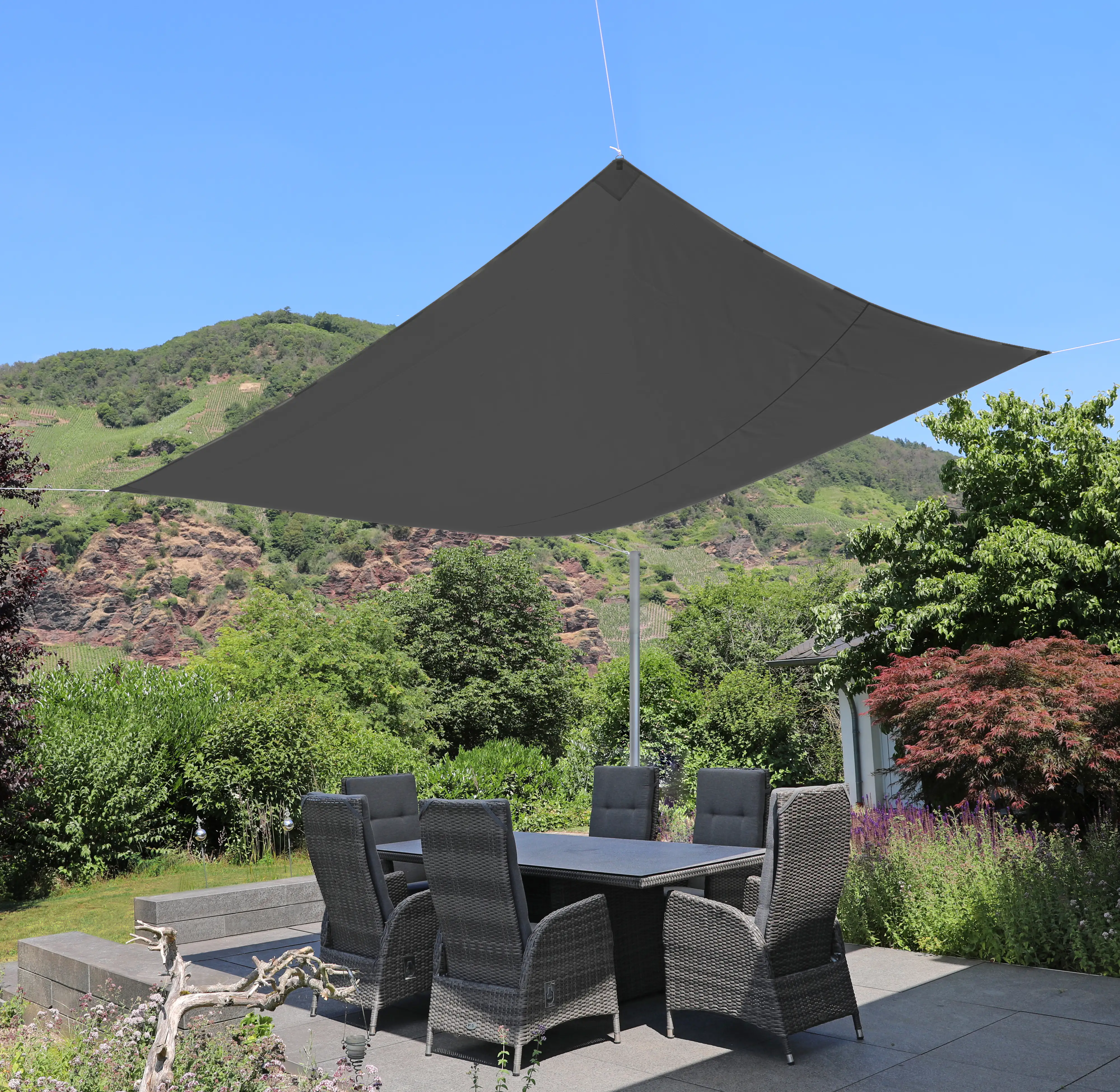 Go-De Sonnensegel Quadratisch Anthrazit 360 x 360 cm