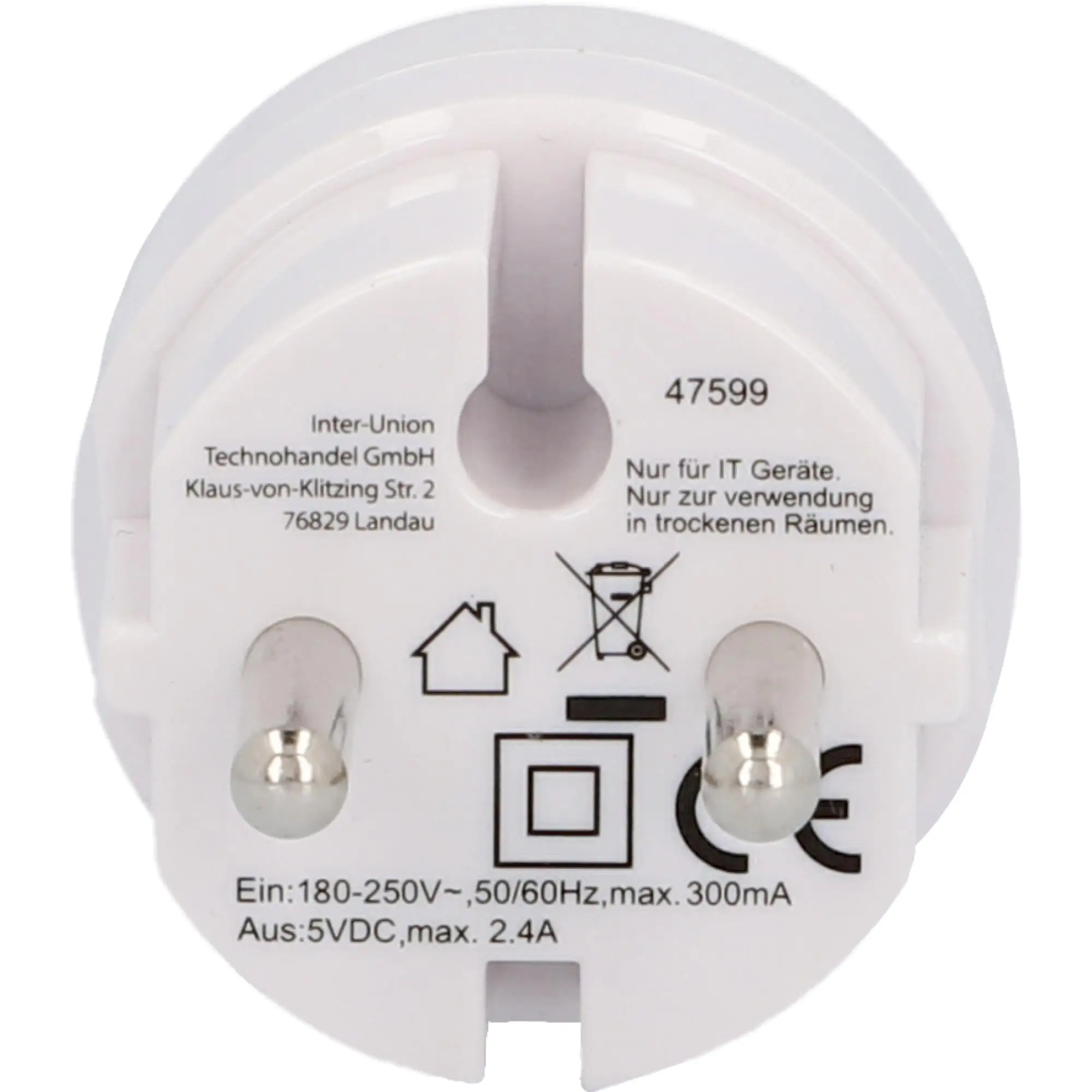 Unitec USB-Ladeadapter Mini mit 2x USB Type A 2,4A weiß