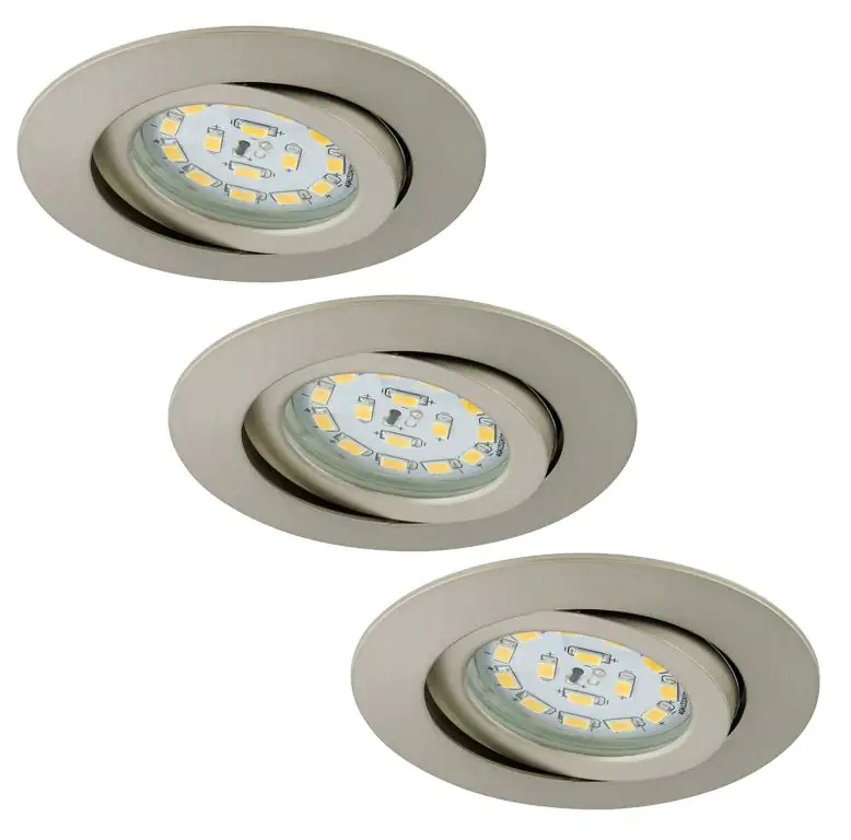 Briloner 3er Set LED Einbauleuchten Attach nickel-matt Ø 8,2 cm