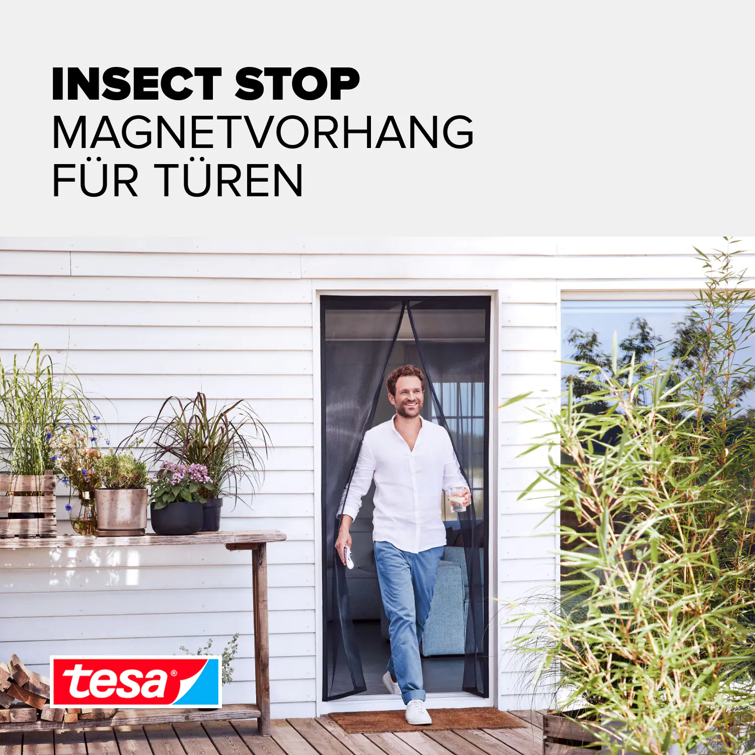 tesa Fliegengitter Magnetvorhang 100 x 220 cm anthrazit