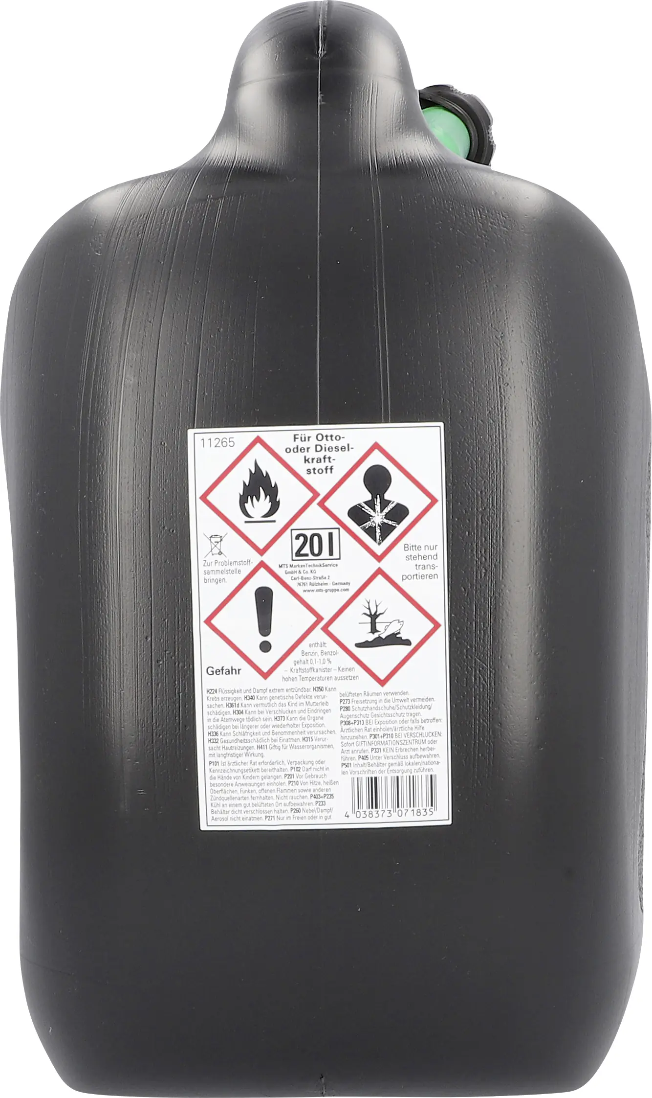 Cartrend Benzinkanister 20 Liter Kunststoff  mit Einfüllstutzen