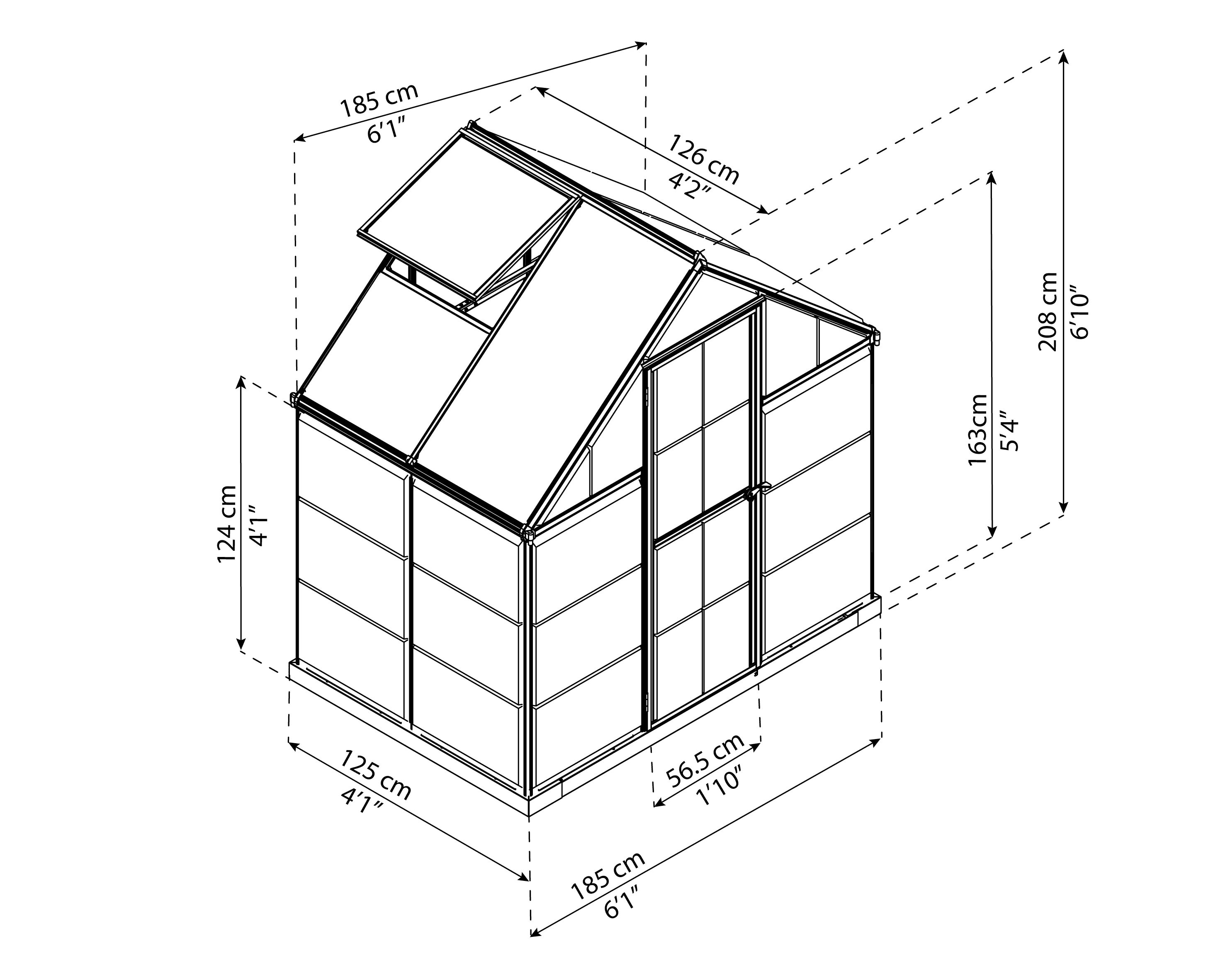Canopia Gewächshaus Hybrid 6X4 silber 185 x 126 x 208 cm