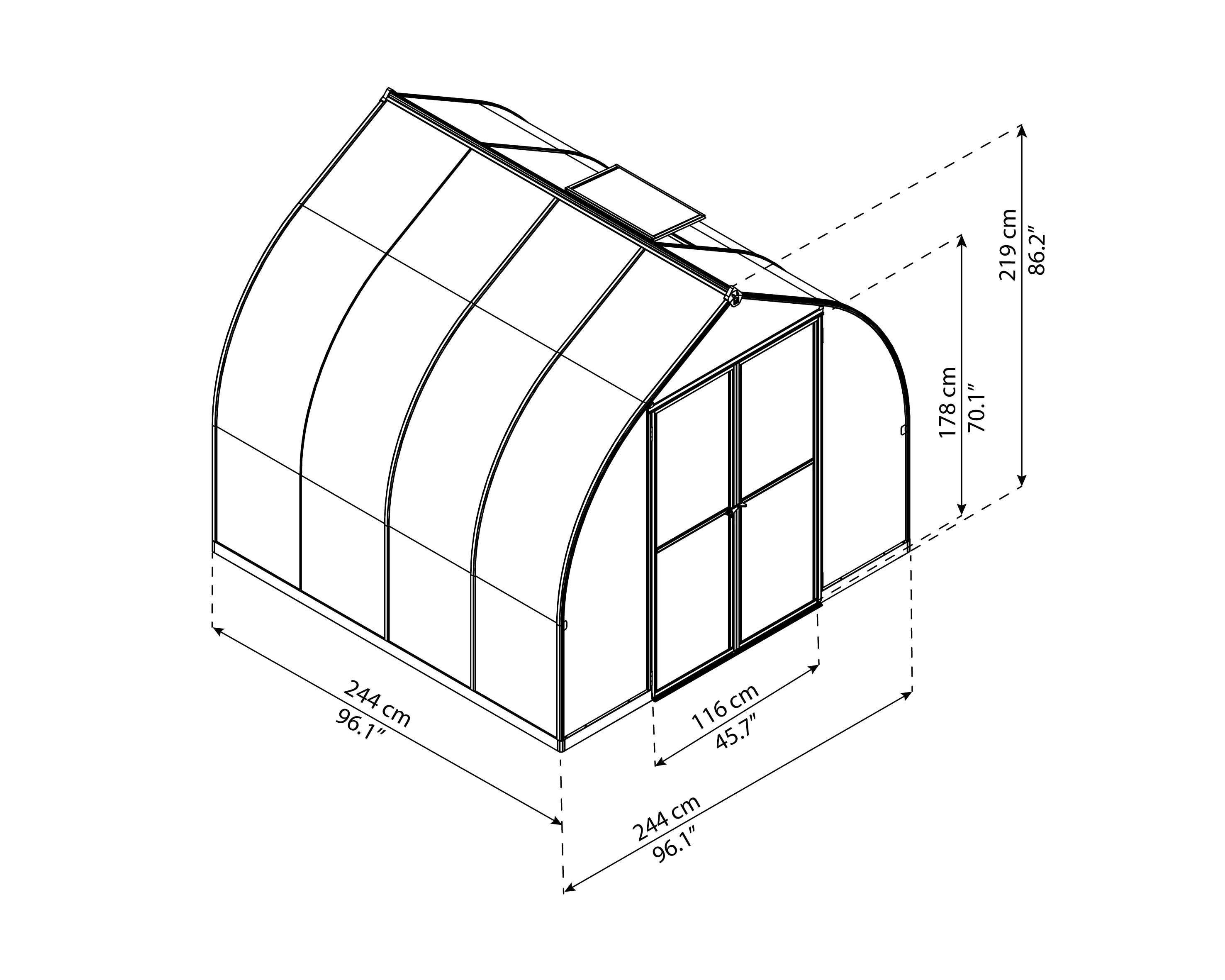 Canopia Gewächshaus Bella 8X8 244 x 244 x 219 cm
