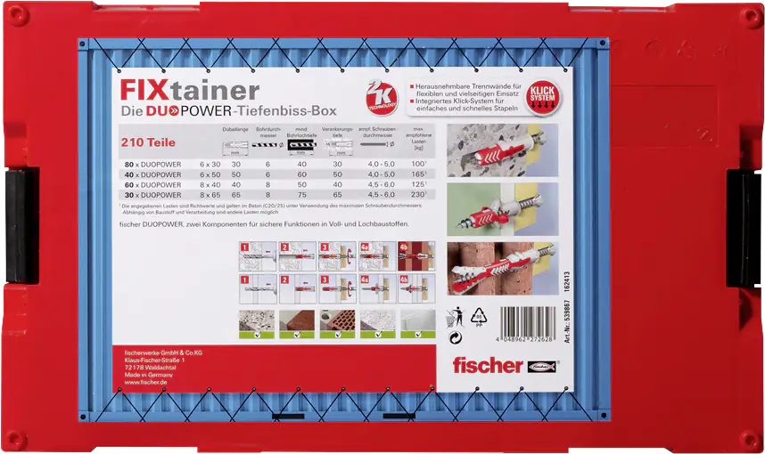 Fischer FixTrainer DuoPower Tiefenbiss-Box - 210 Stück
