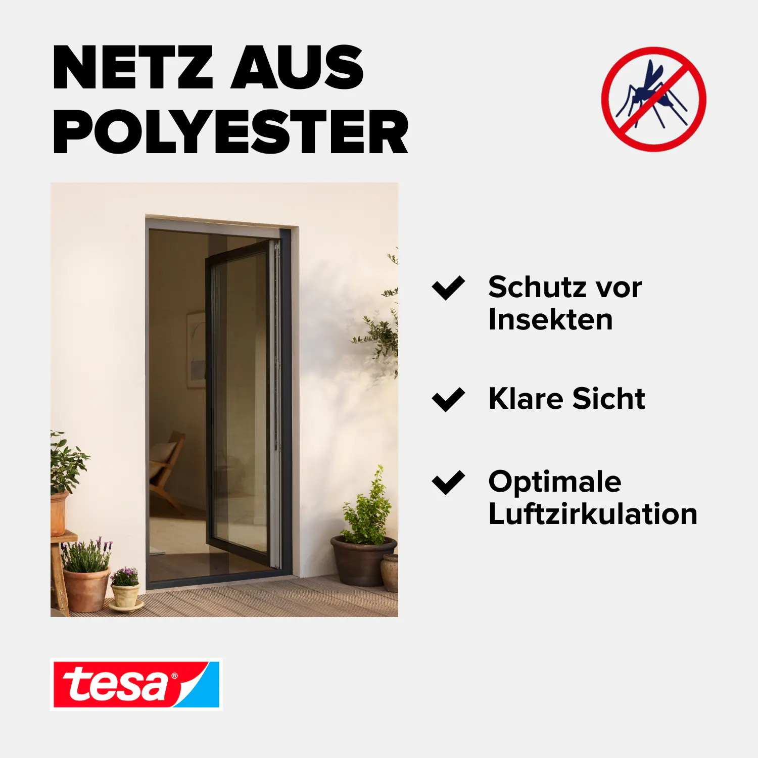 tesa Fliegenschutz-Lamellenvorhang Comfort 120 x 250 cm anthrazit kürzbar