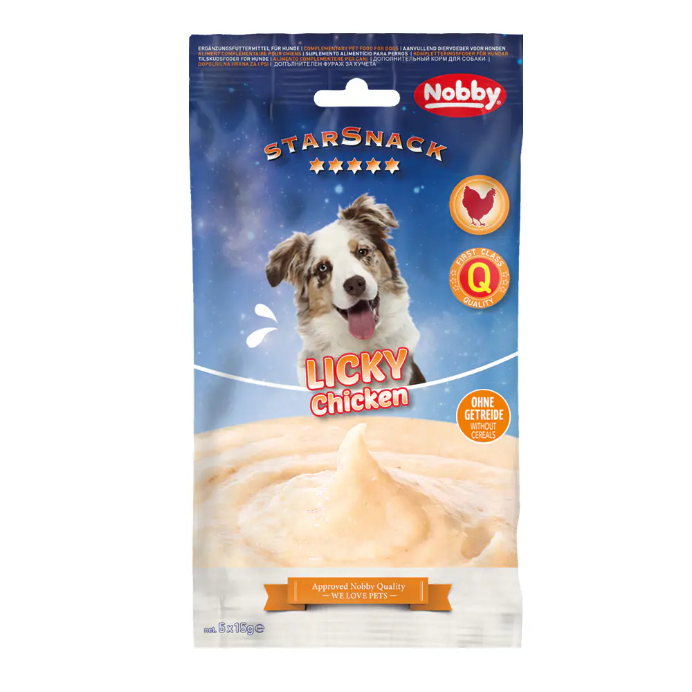 Nobby Hundesnack Adult Schleckcreme getreidefrei StarSnack 5 x 15 g Licky Chicken